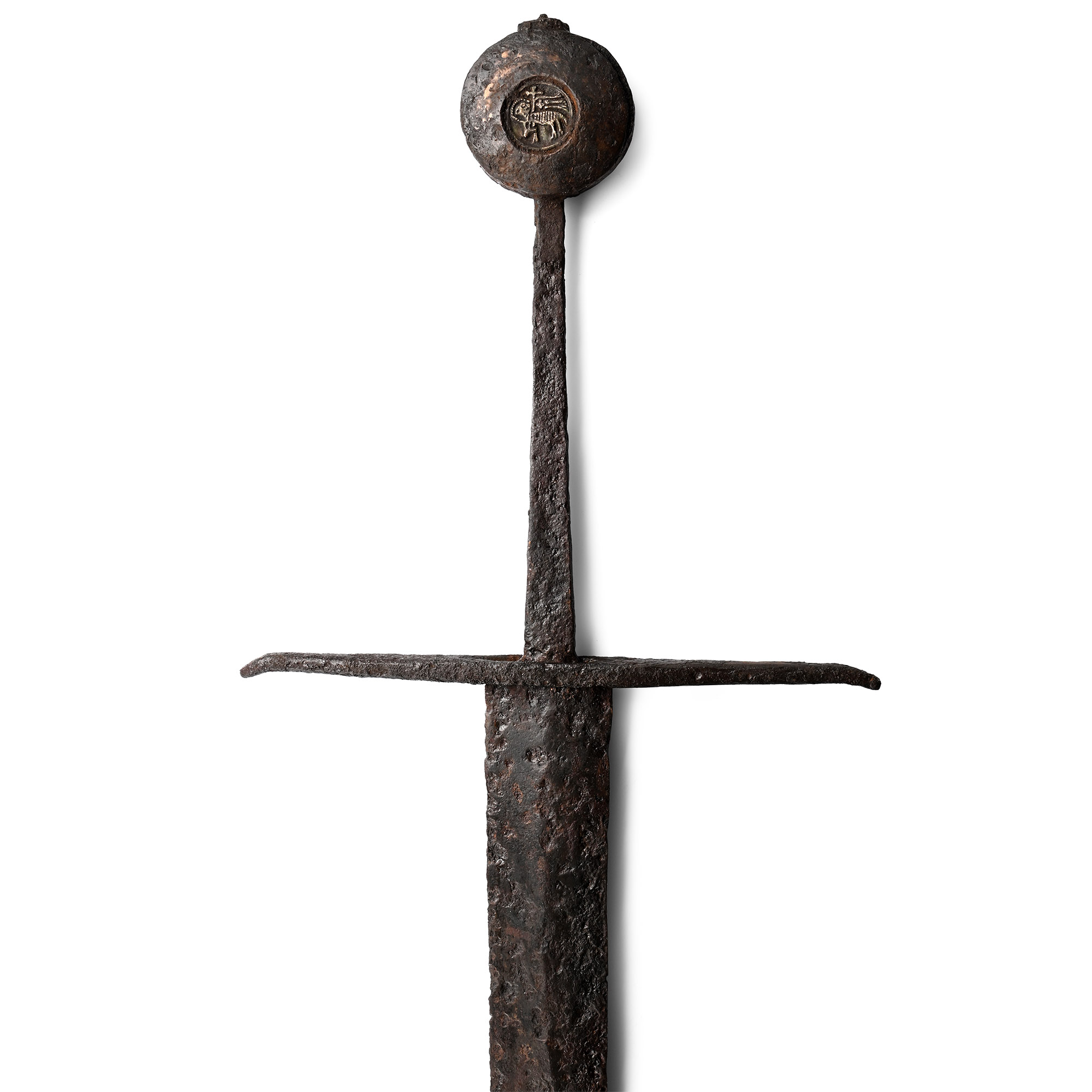 Massive Medieval Iron Hand-and-a-Half Knight's Sword with Lamb of God Pommel