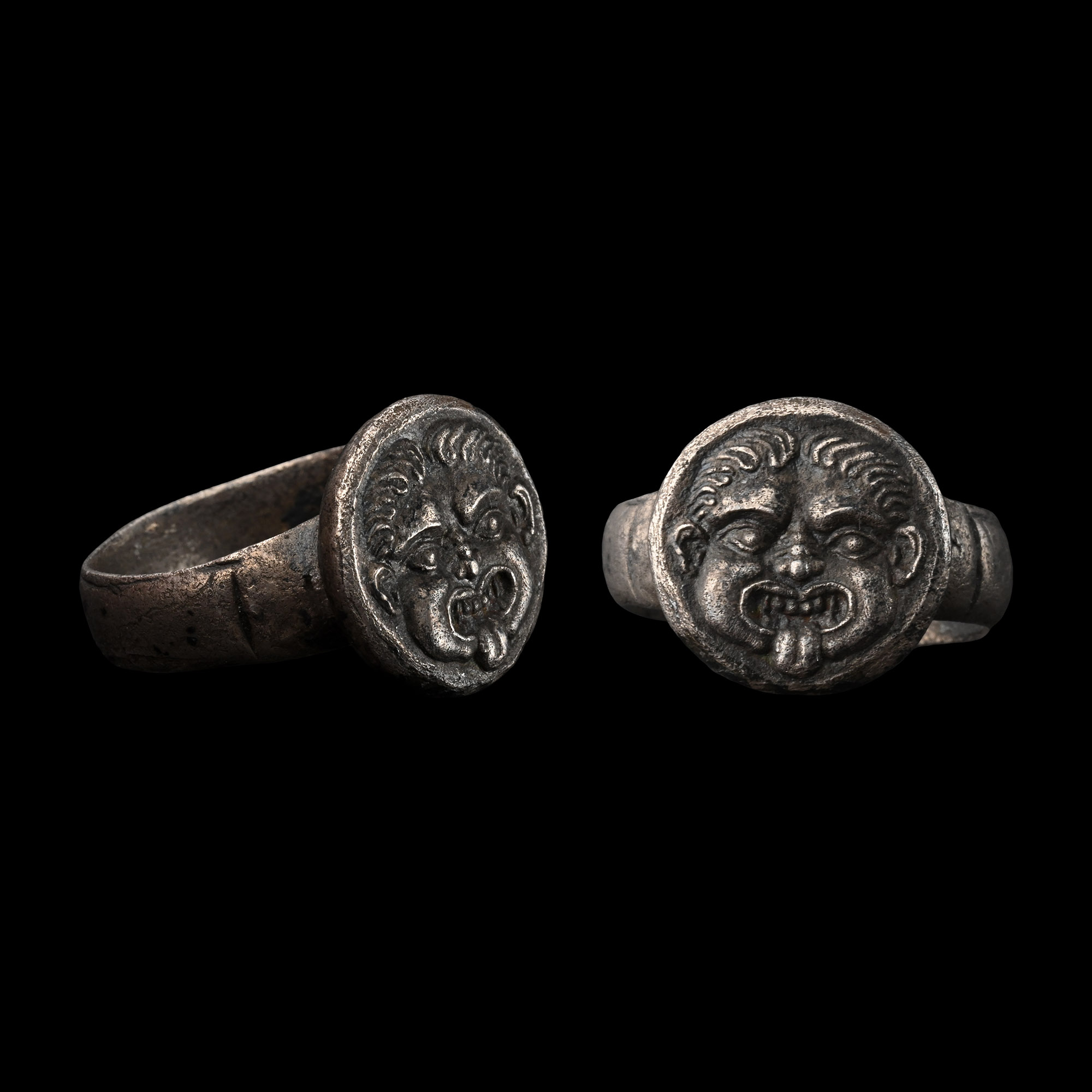 Roman Style Silver Ring with Gorgon