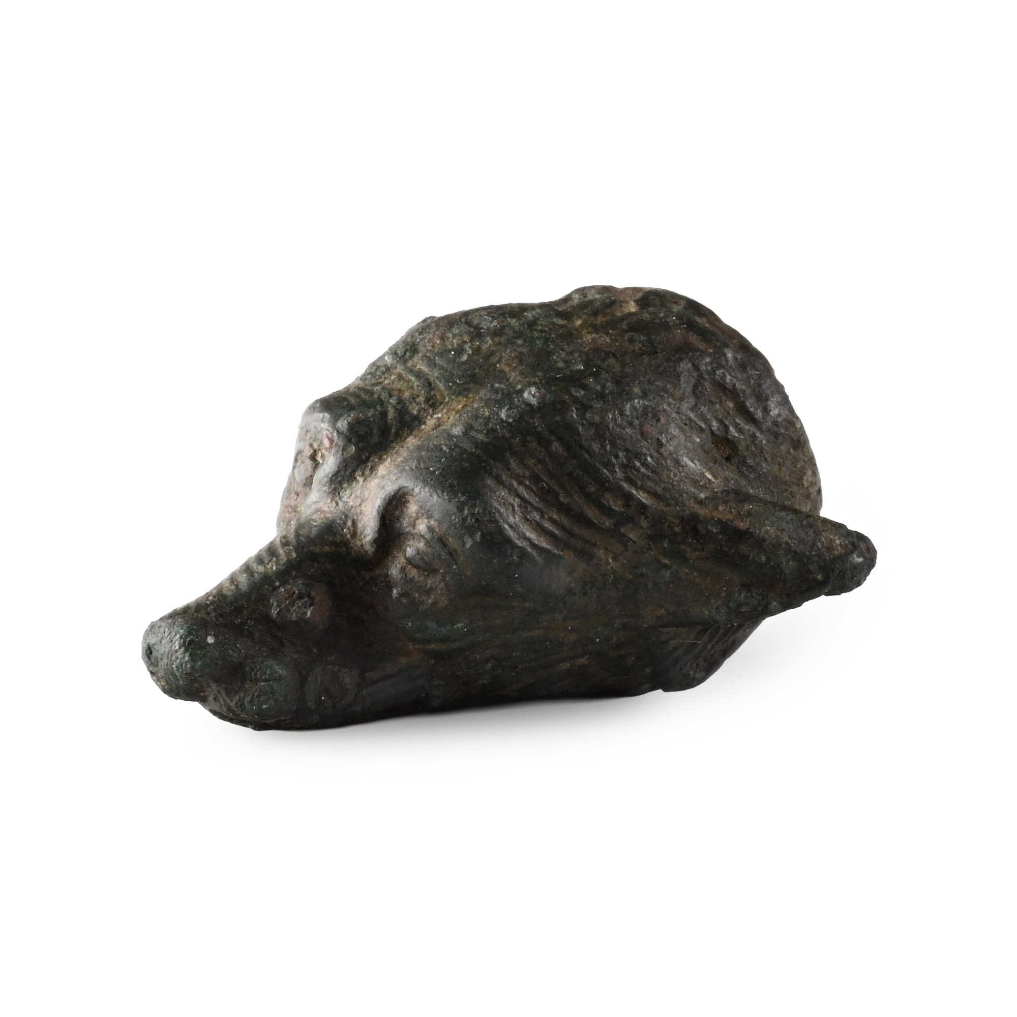 Roman Bronze Head of a Dog