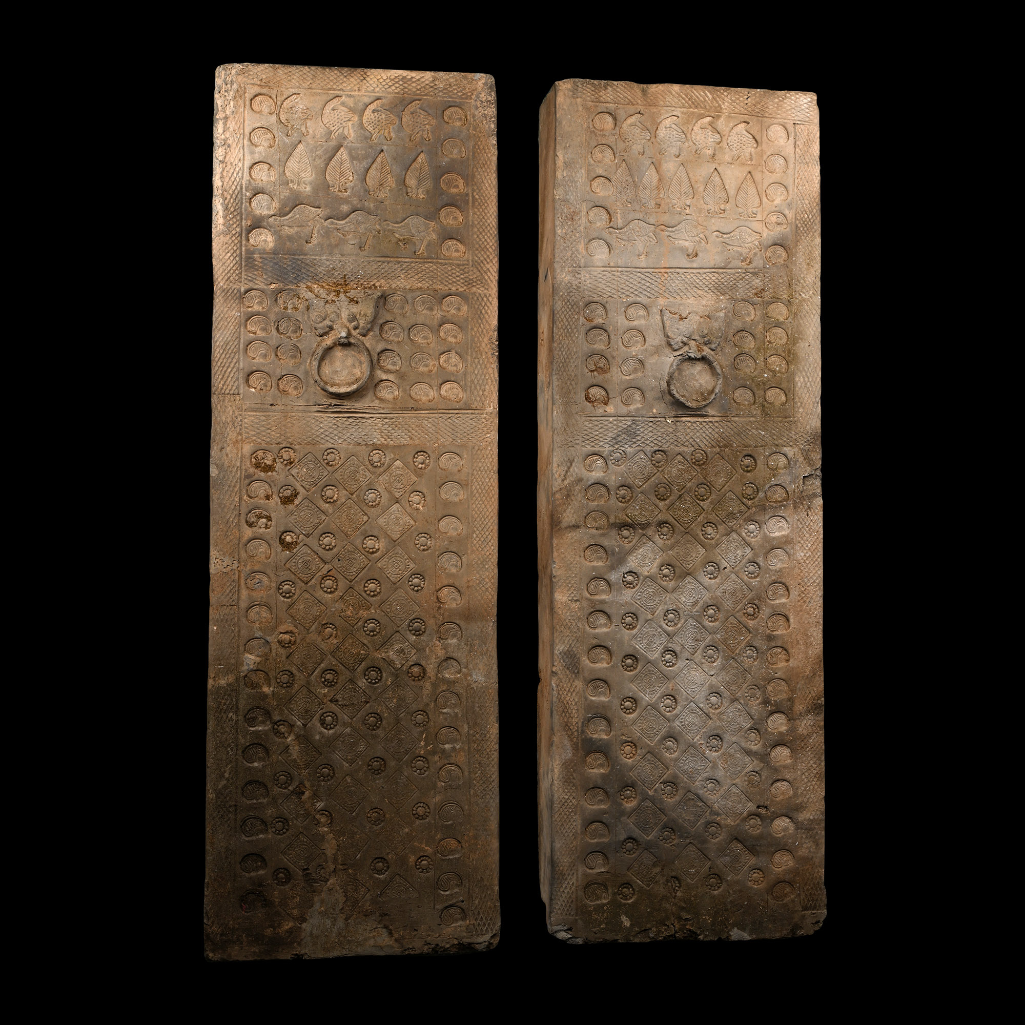Chinese Pair of Terracotta Han Tomb Doors
