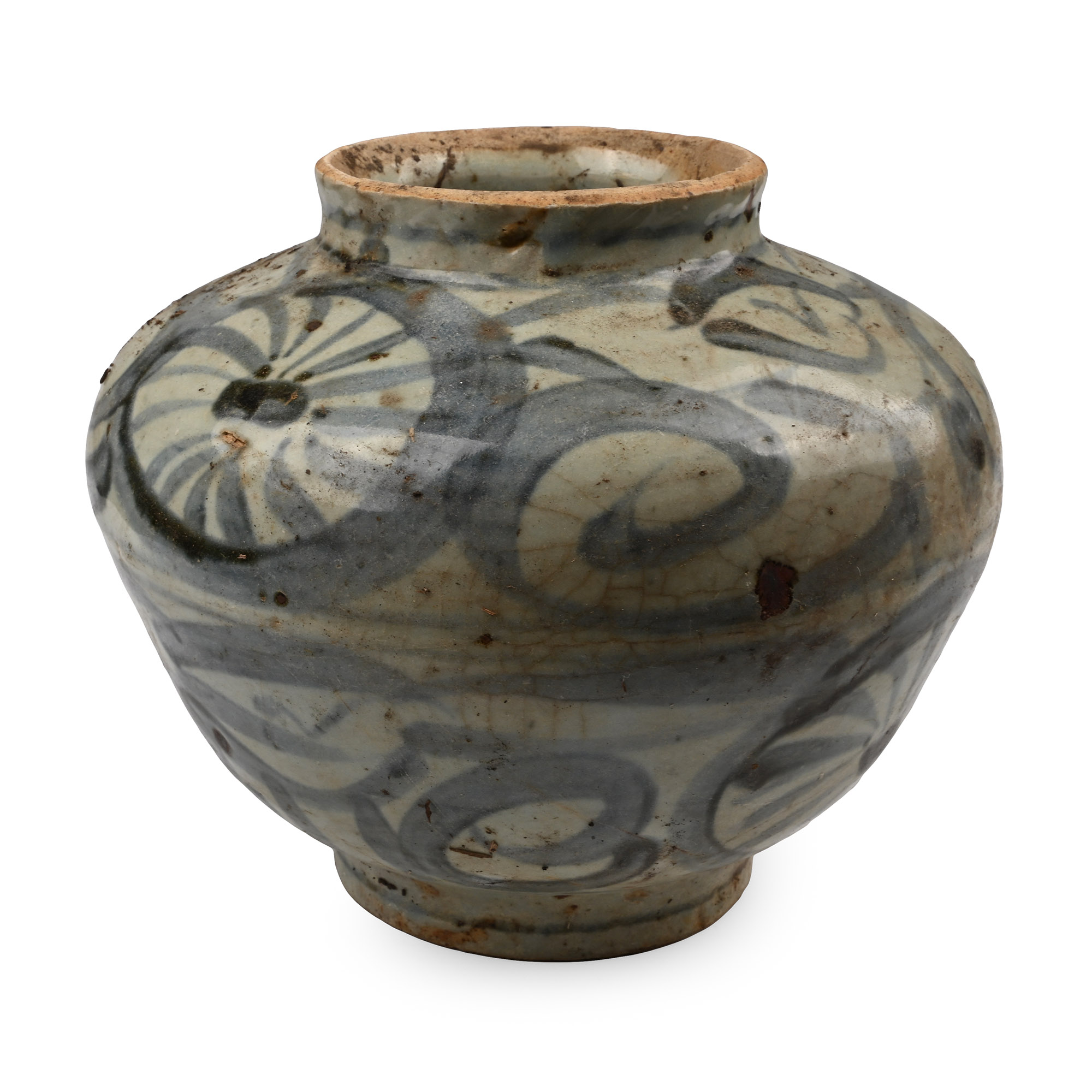 Chinese Yuan Blue and White Peony Jar