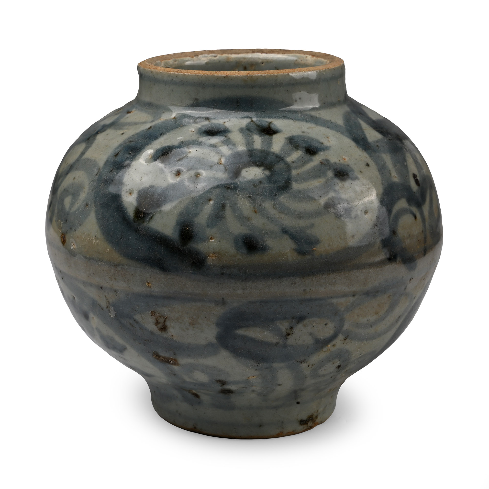 Chinese Yuan style Blue and White Peony Jar