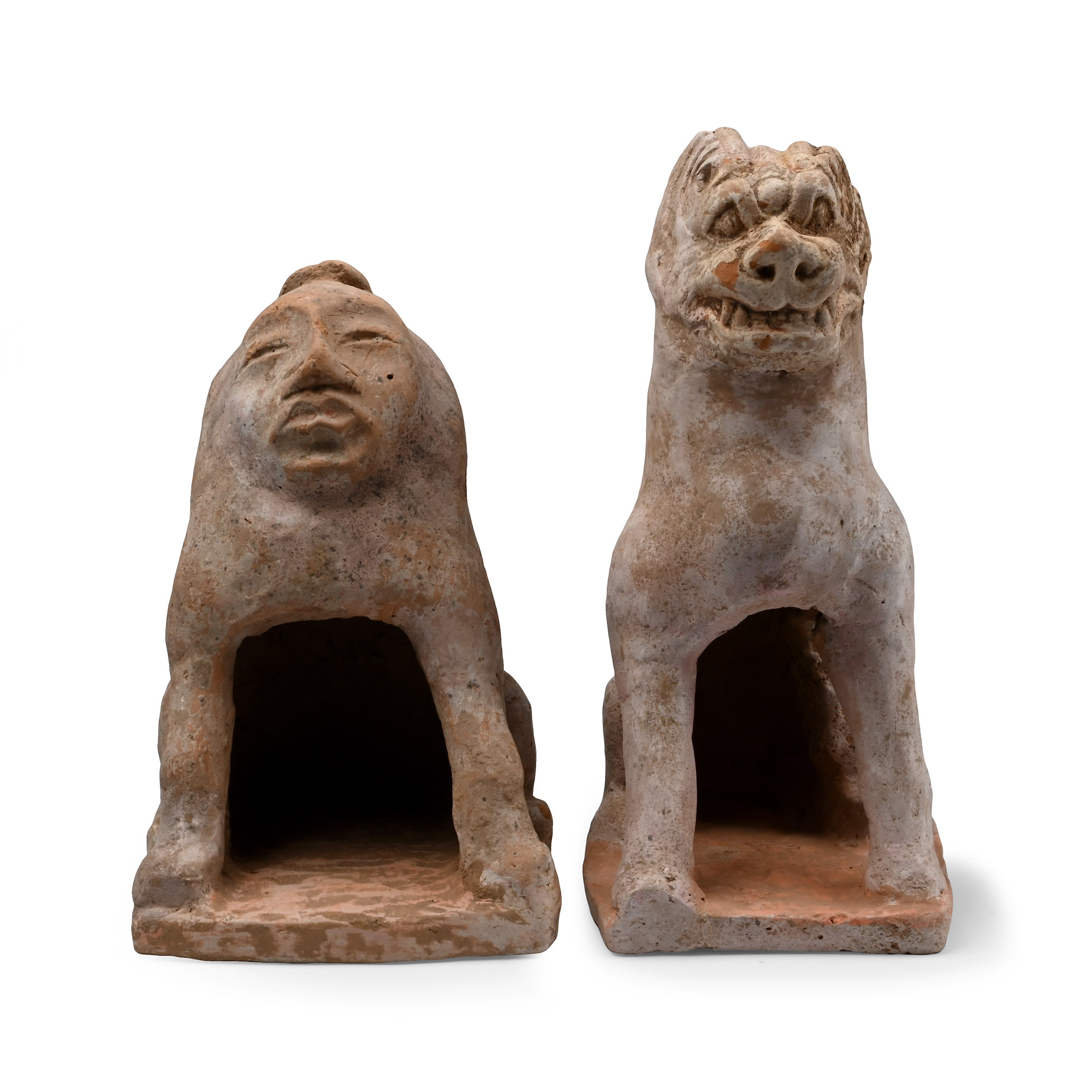 Chinese Tang Terracotta Guardian Figure Pair