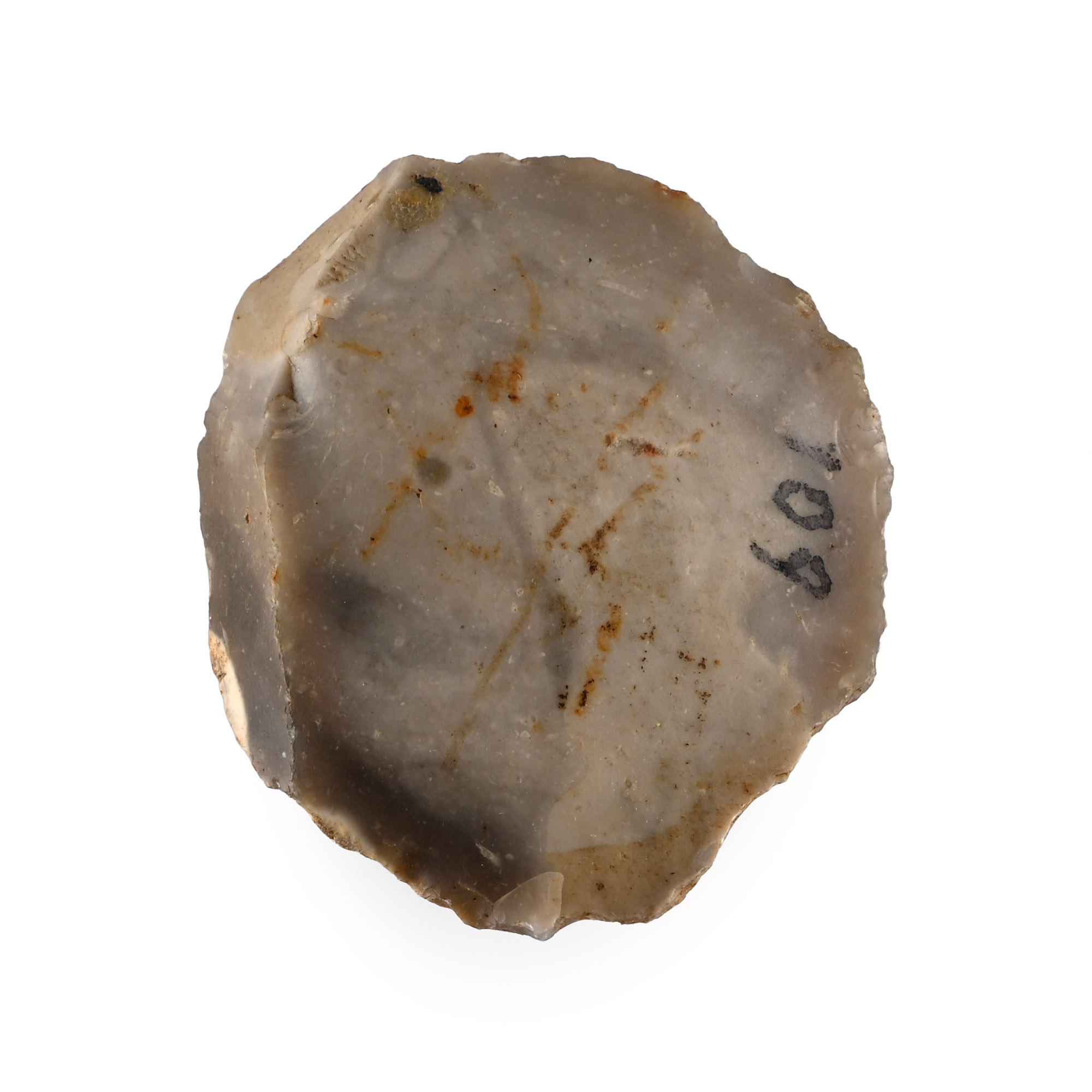 Stone Age Round Flint Steep-Sided Scraper
