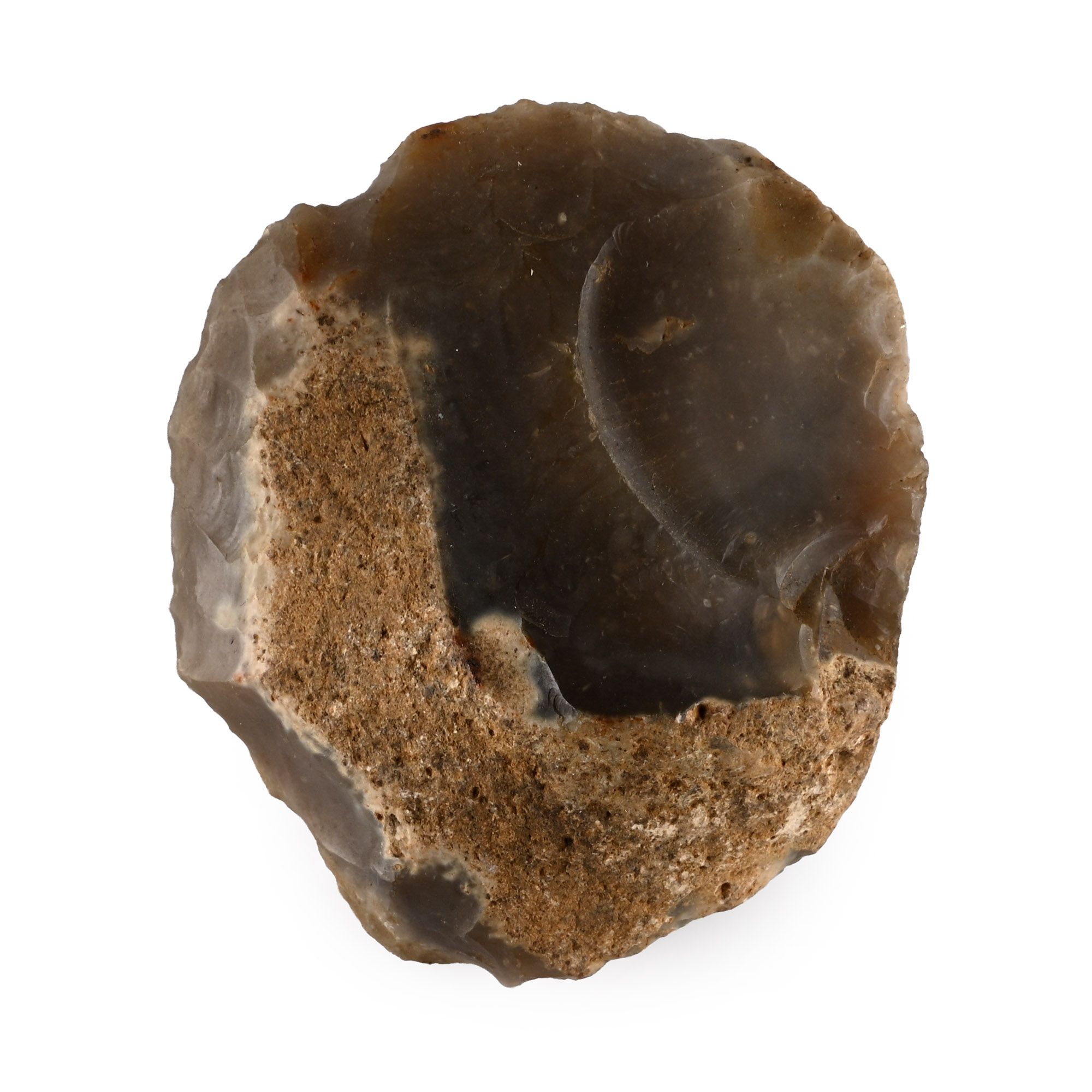 Stone Age Round Flint Steep-Sided Scraper