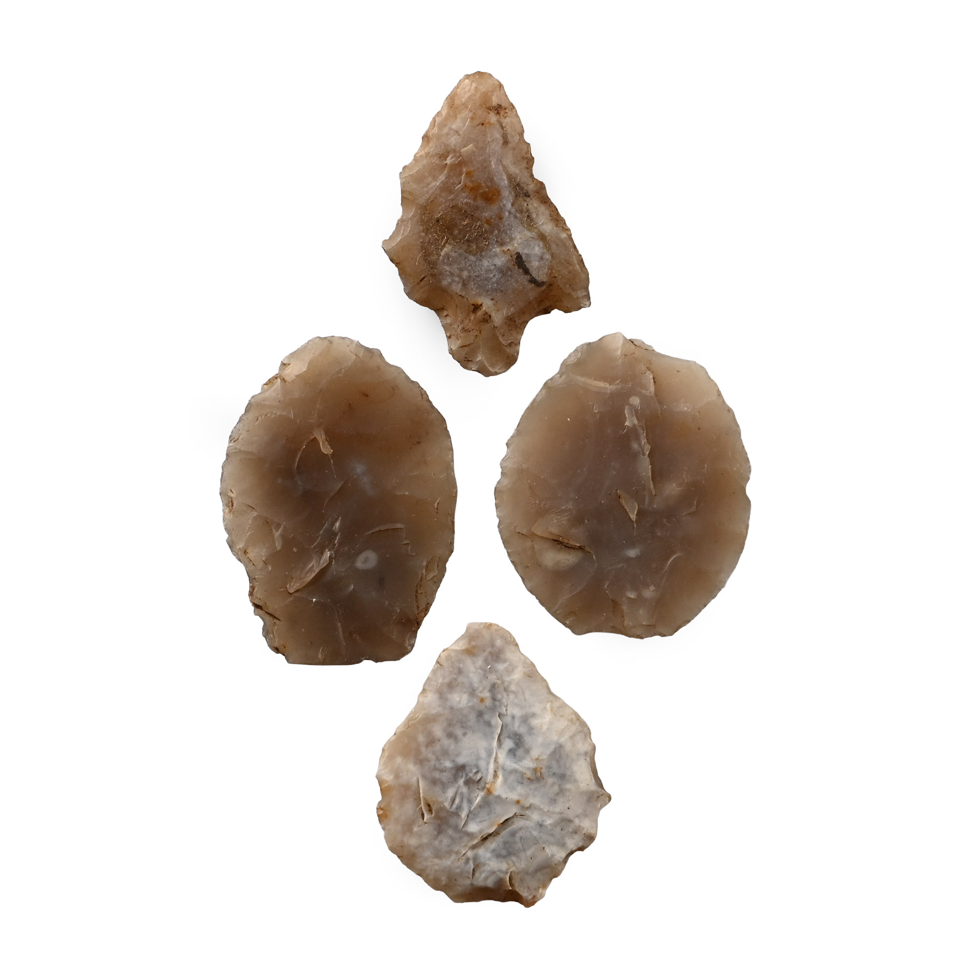Stone Age Flint Arrowhead Group