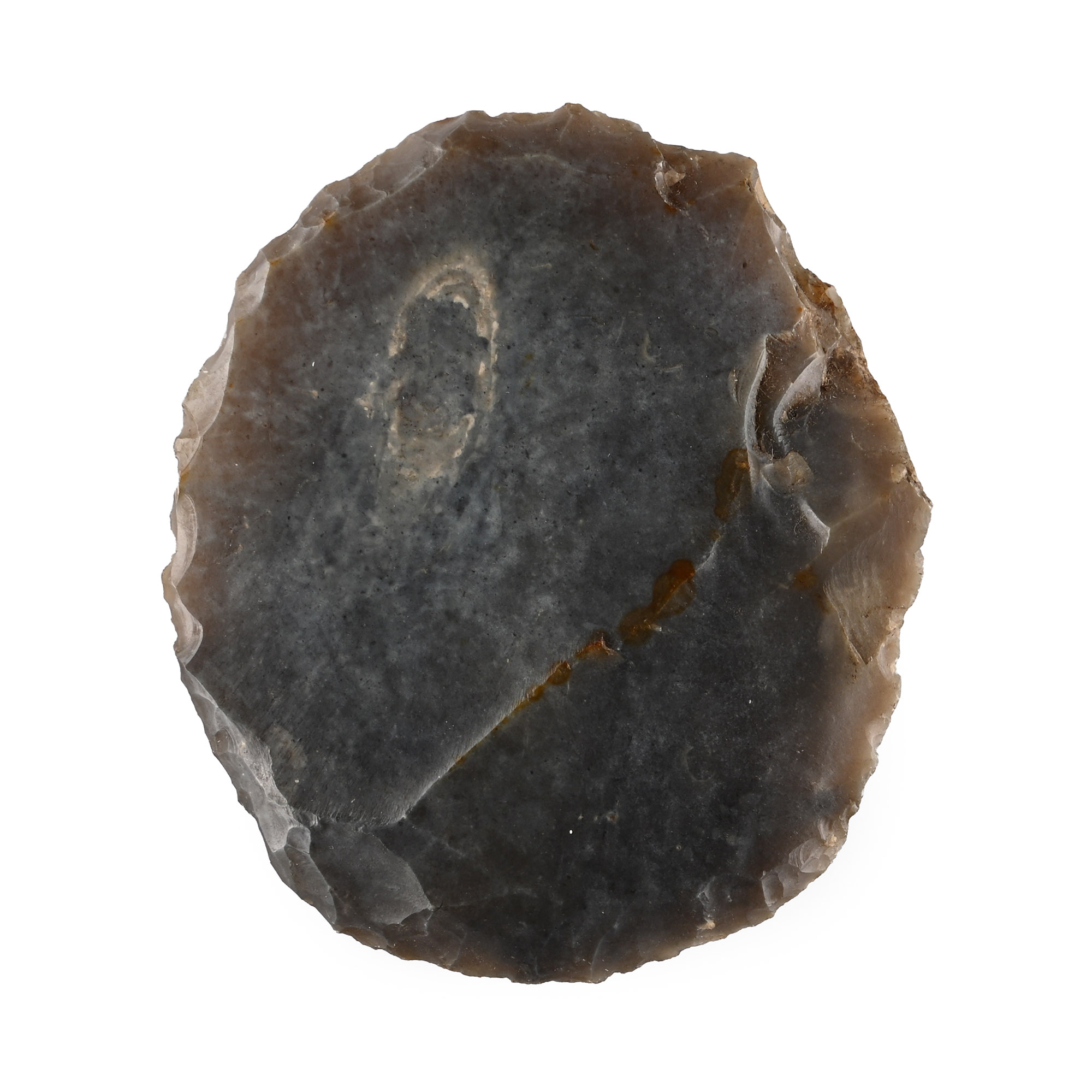 Stone Age Grey Flint Round Steep-Sided Scraper