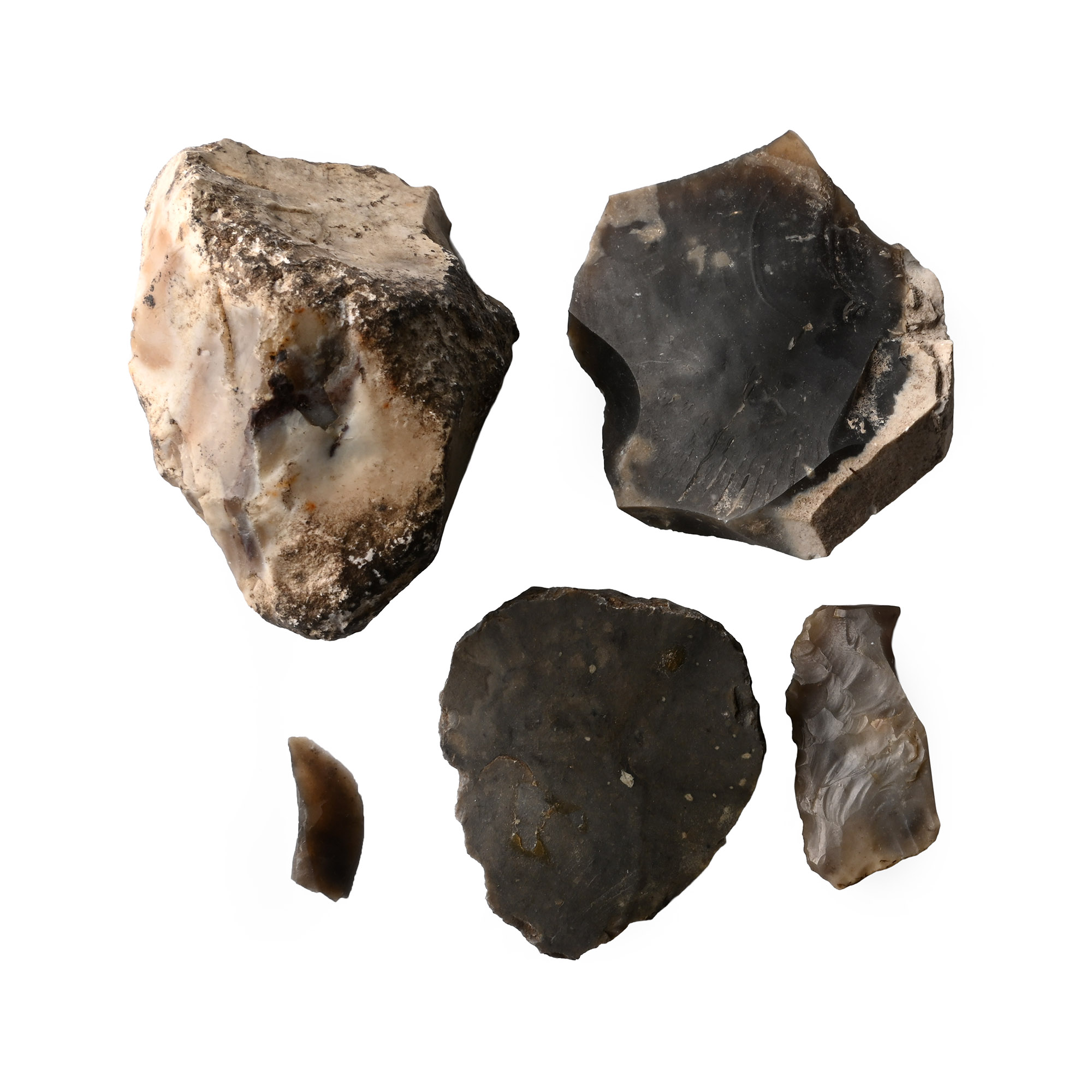 Stone Age Flint Scraper and Flake Tool Group
