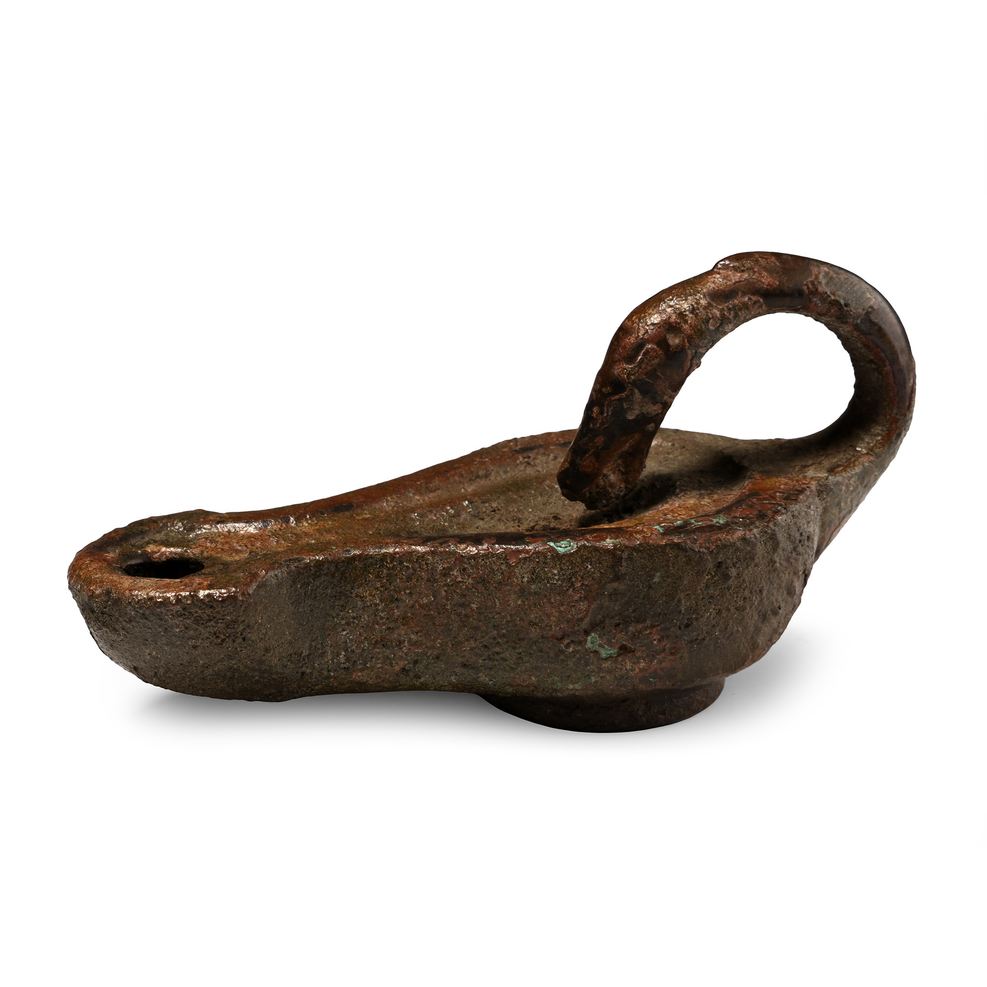 Roman Bronze Oil Lamp with Duck's Head