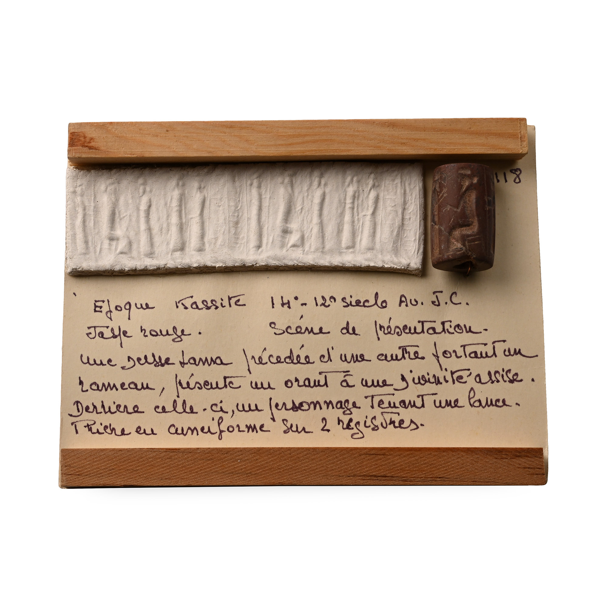Kassite Red Stone Cylinder Seal with Presentation Scene