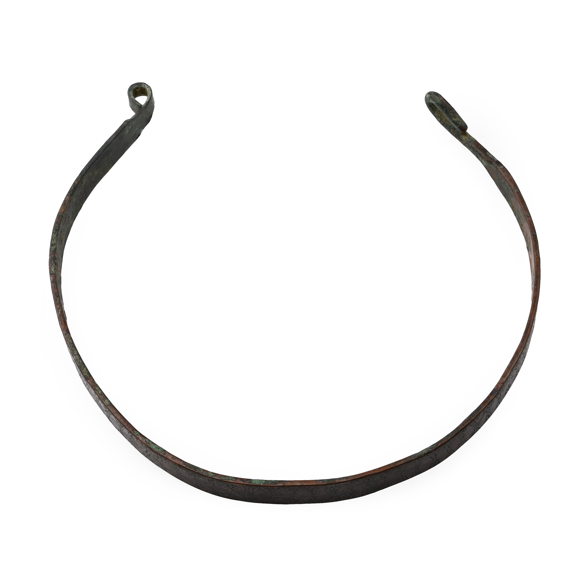 Viking Period Bronze Decorated Flat Bar Torc