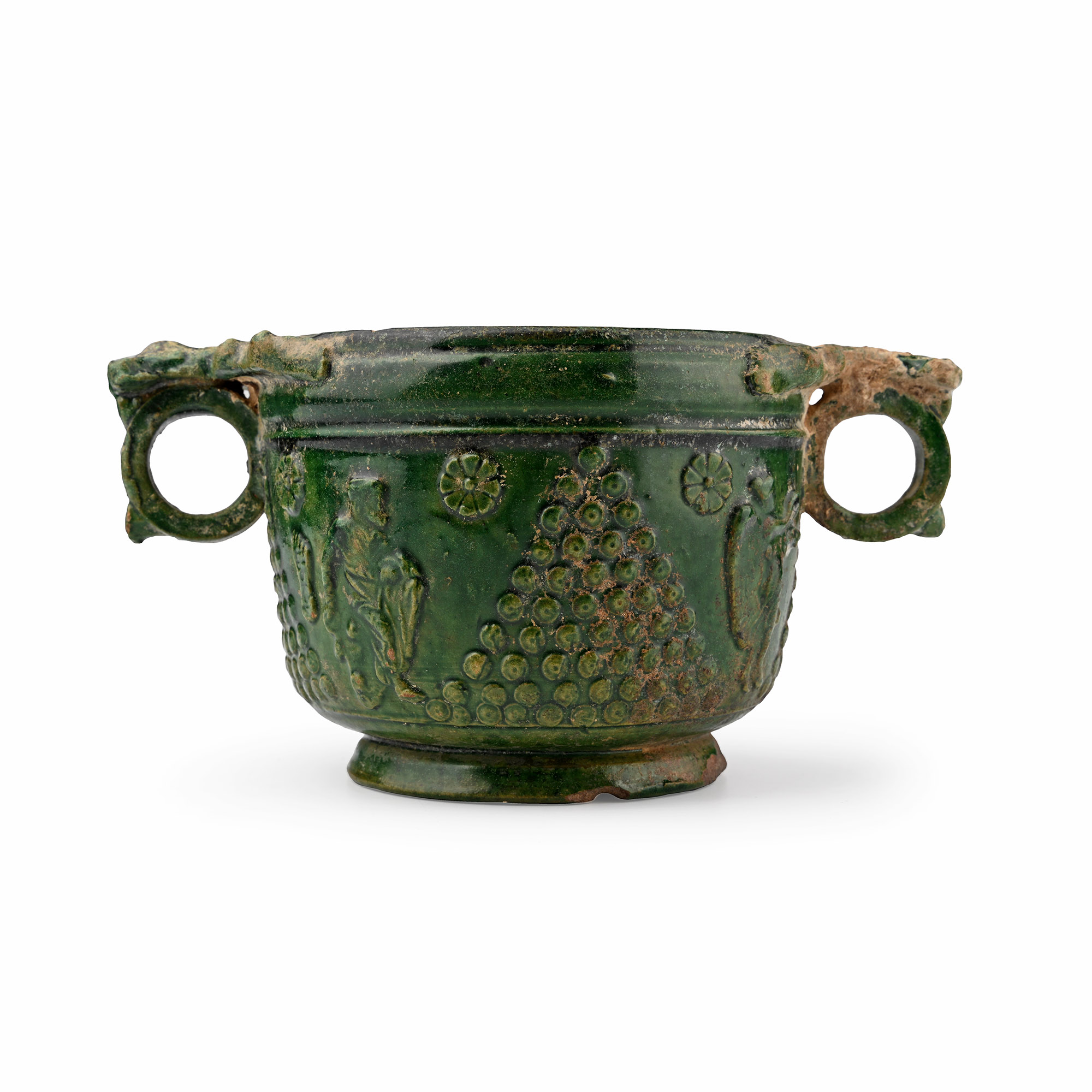 Roman Green Glazed Terracotta Cup with Signature