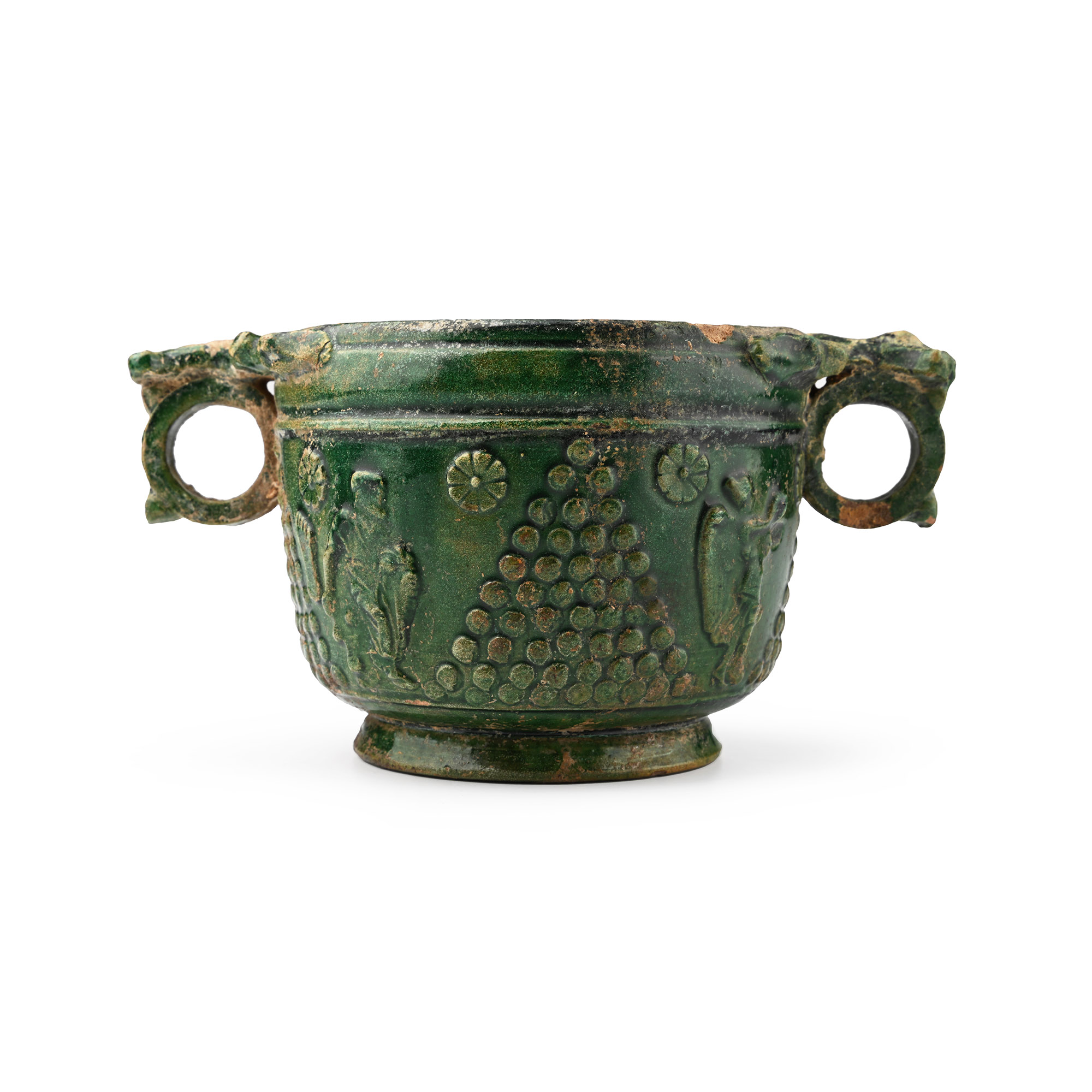 Roman Green Glazed Terracotta Cup with Signature