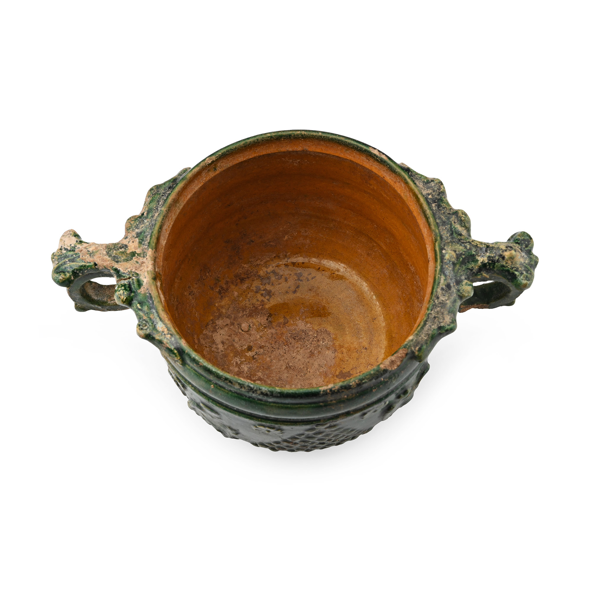 Roman Green Glazed Terracotta Cup with Signature