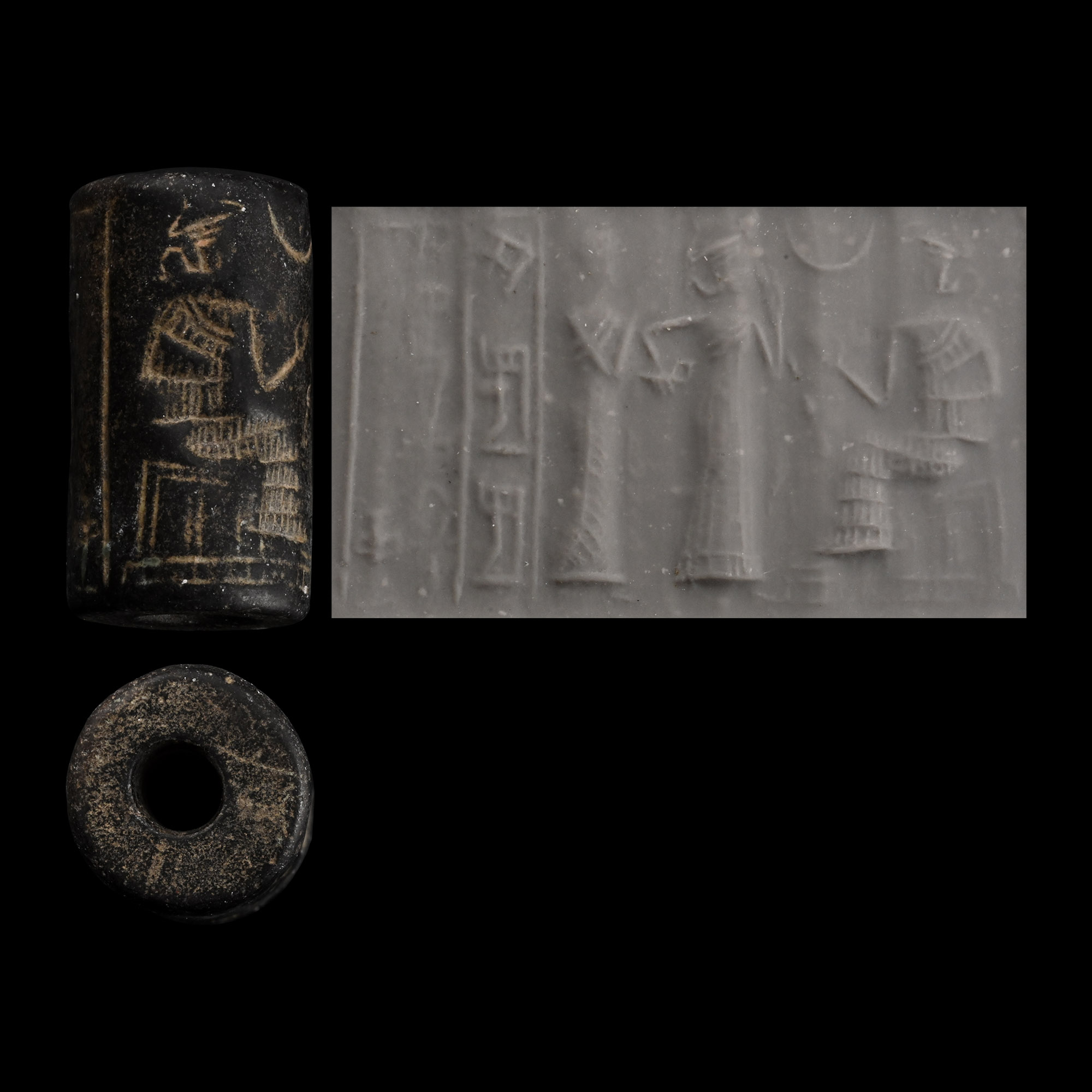 Neo Sumerian Cylinder Seal with Hadada, son of Lugal...na Inscription