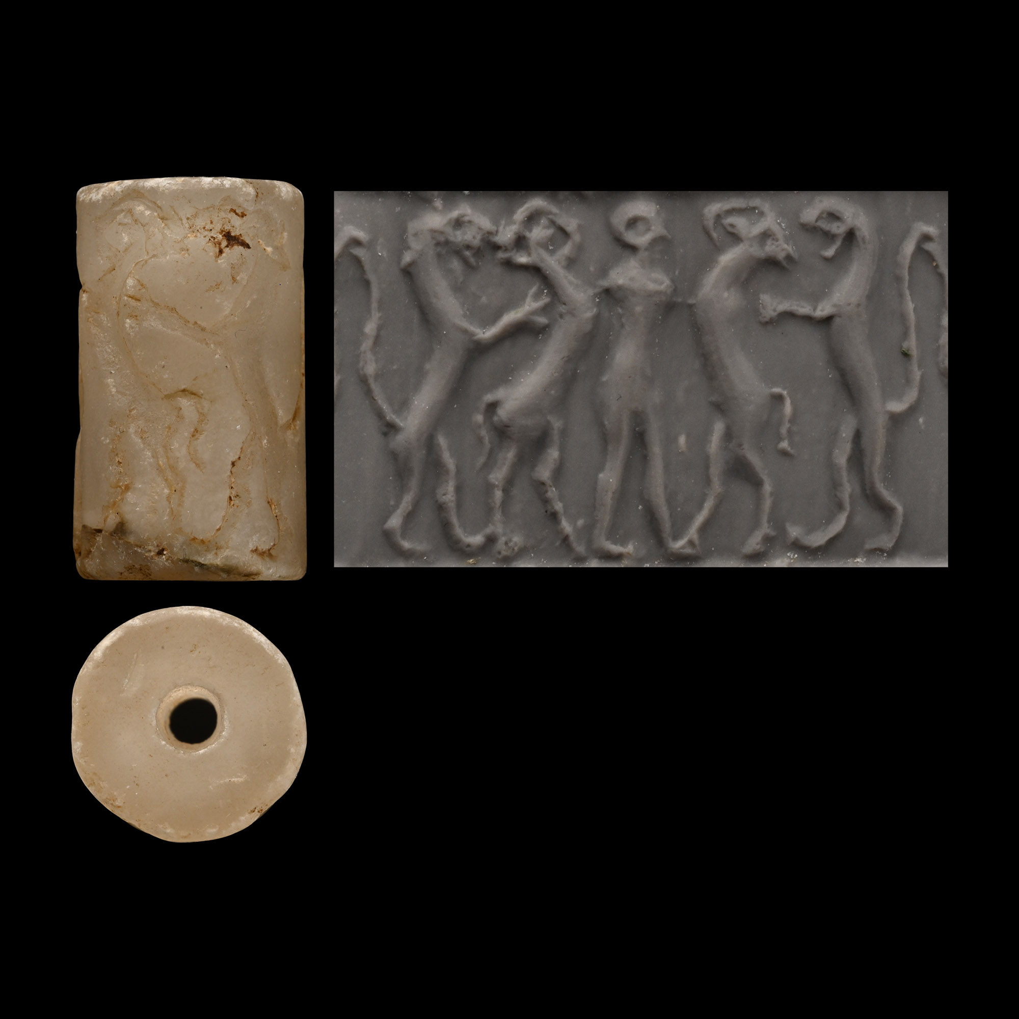 Mesopotamian Stone Cylinder Seal with Divine Hero