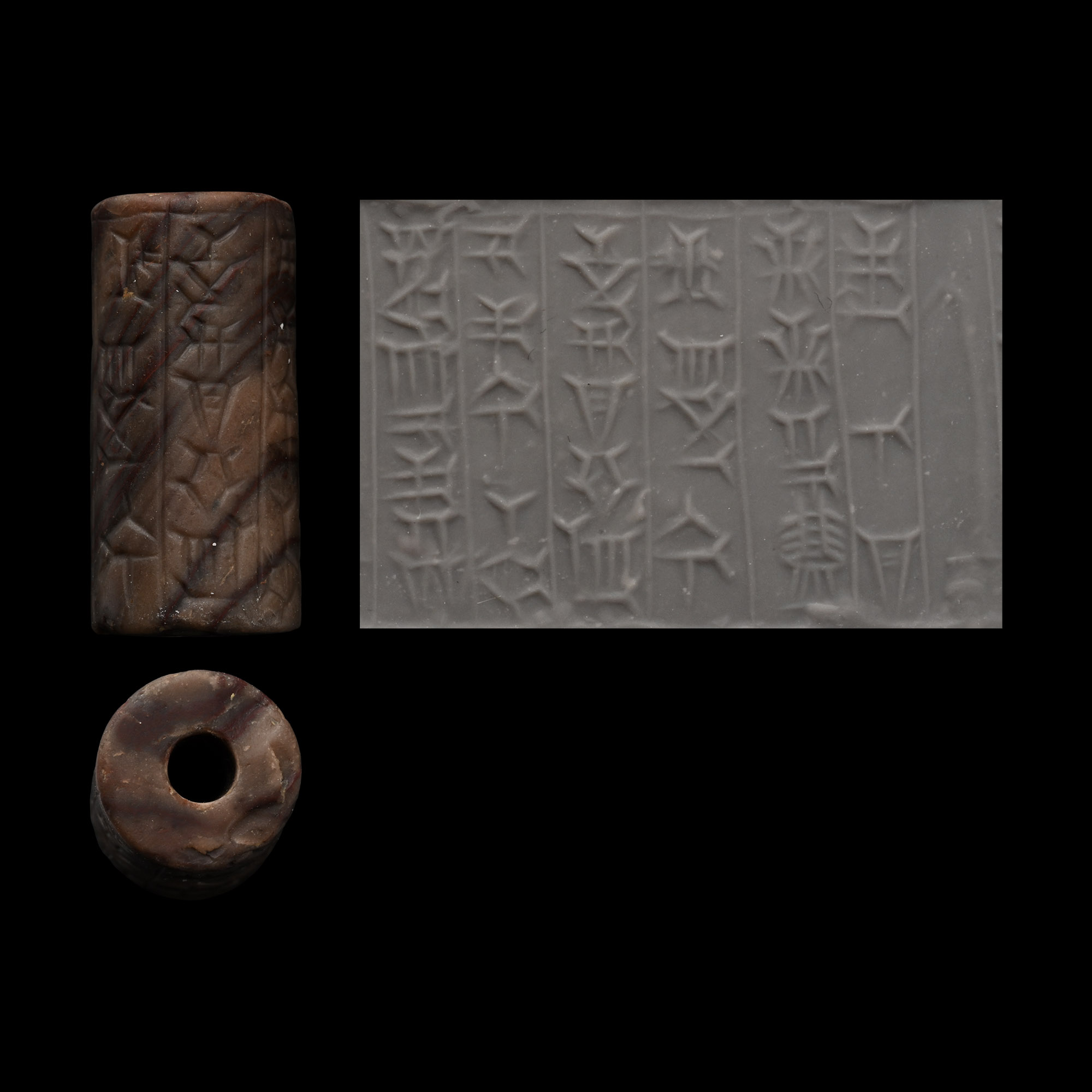 Kassite Stone Cylinder Seal with 'Merciful is An-Amurru, Giver of Health' Inscription