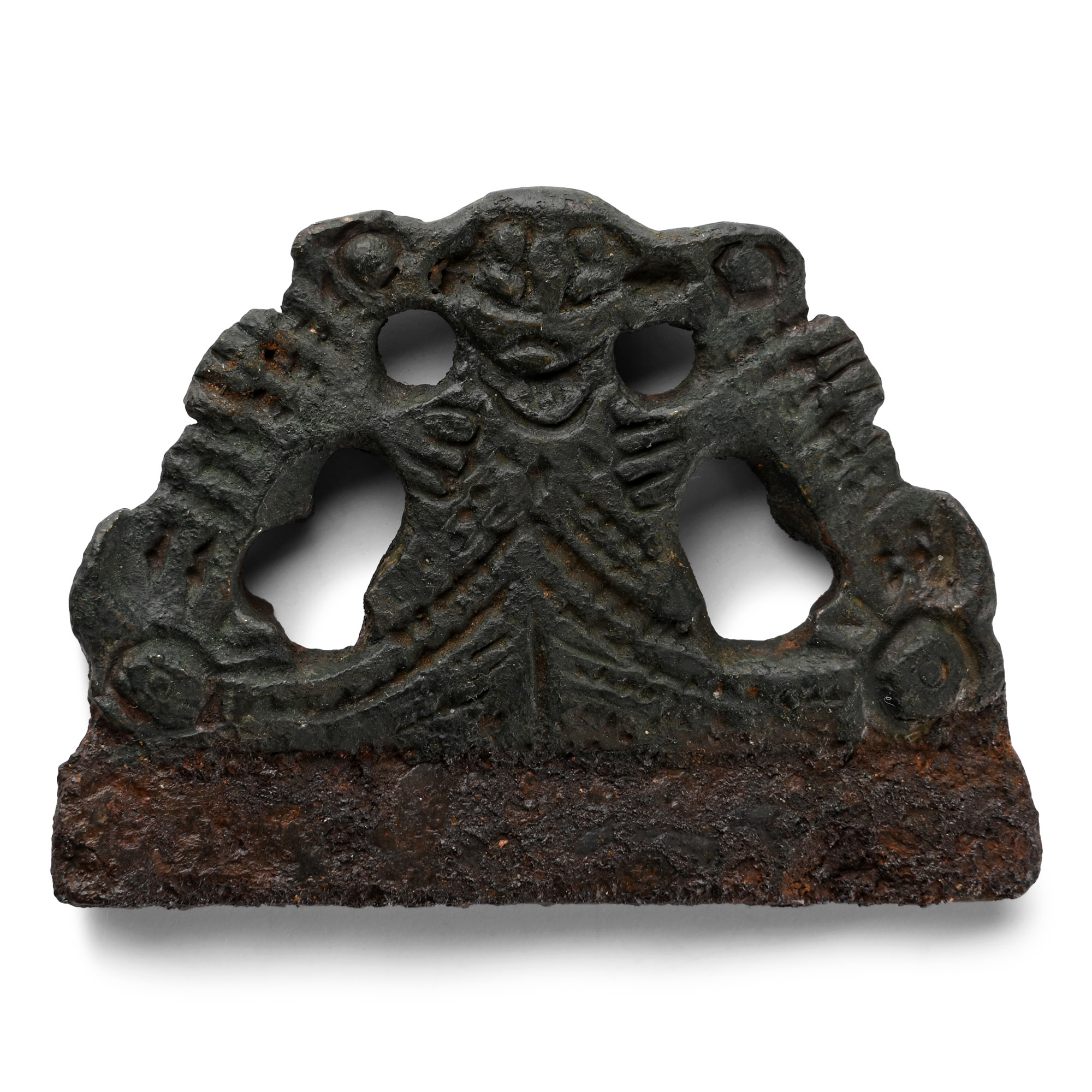 Viking Age Bronze Fire Steel with Figure and Animals