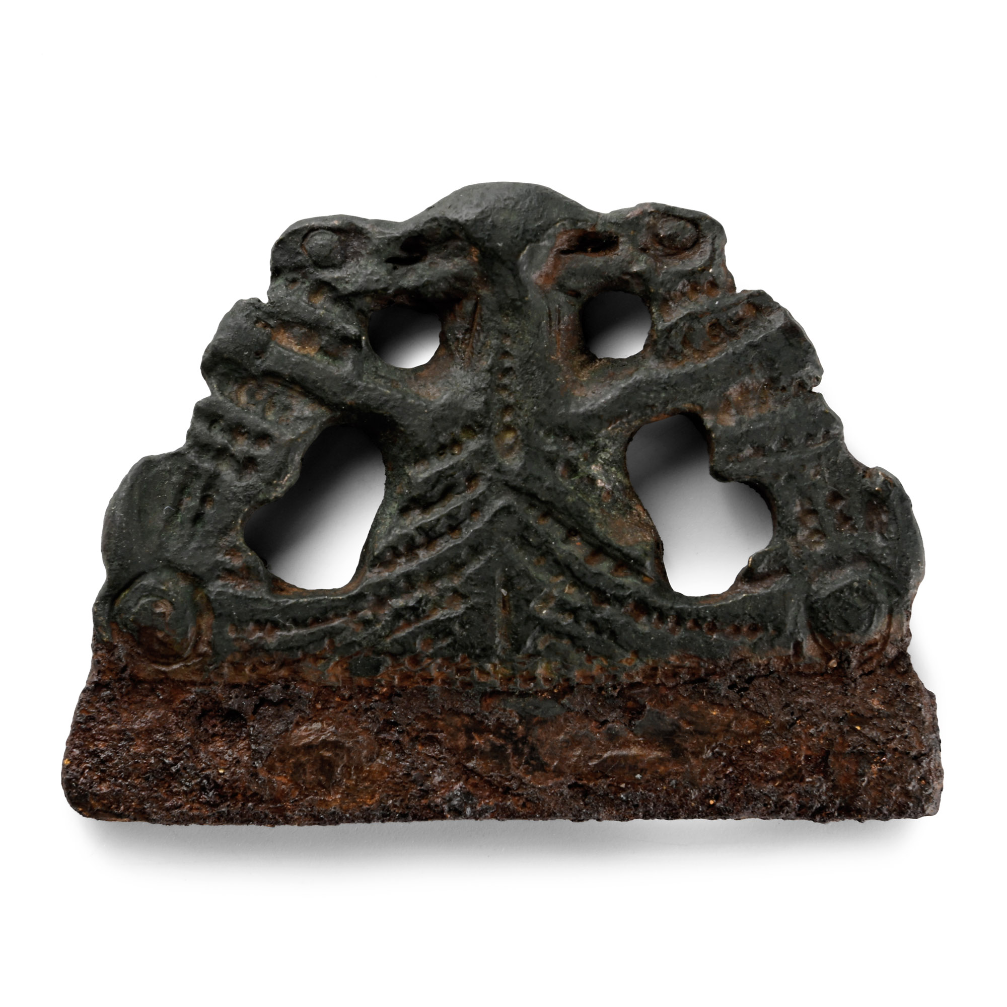 Viking Age Bronze Fire Steel with Figure and Animals