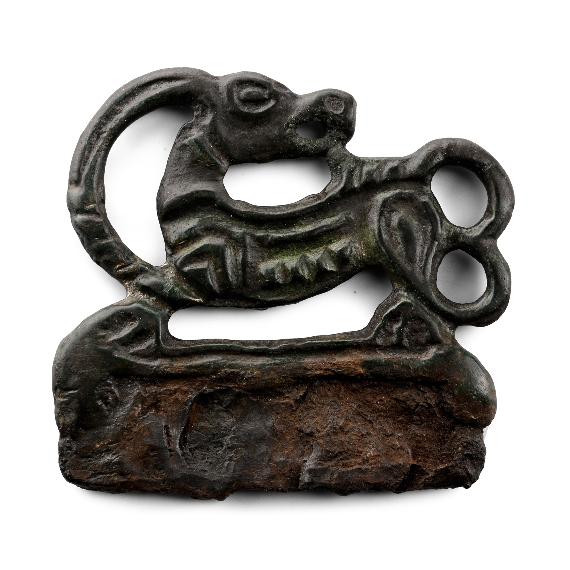 Viking Age Bronze Fire Steel with Goat