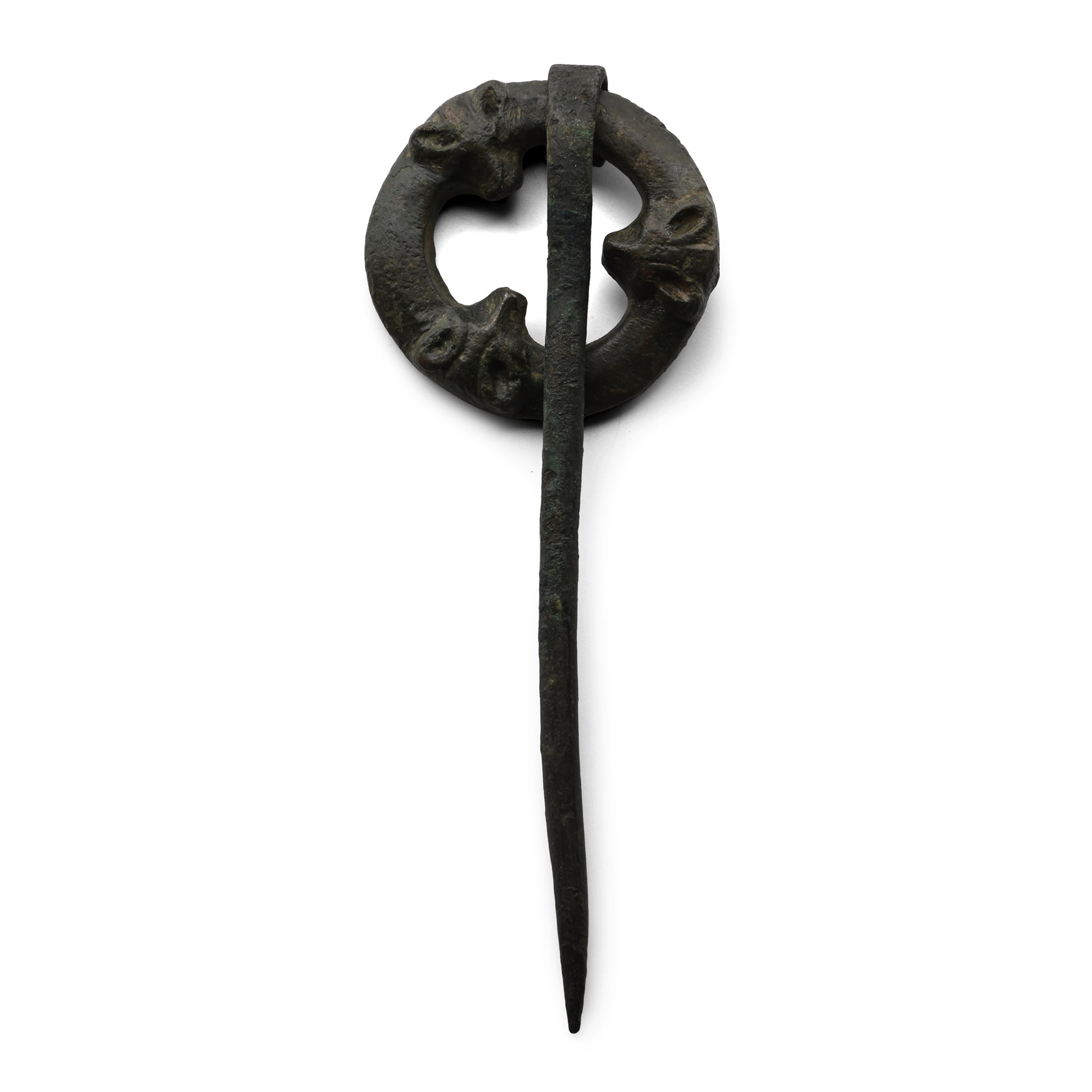 Viking Age Bronze Annular Brooch with Bear's Masks