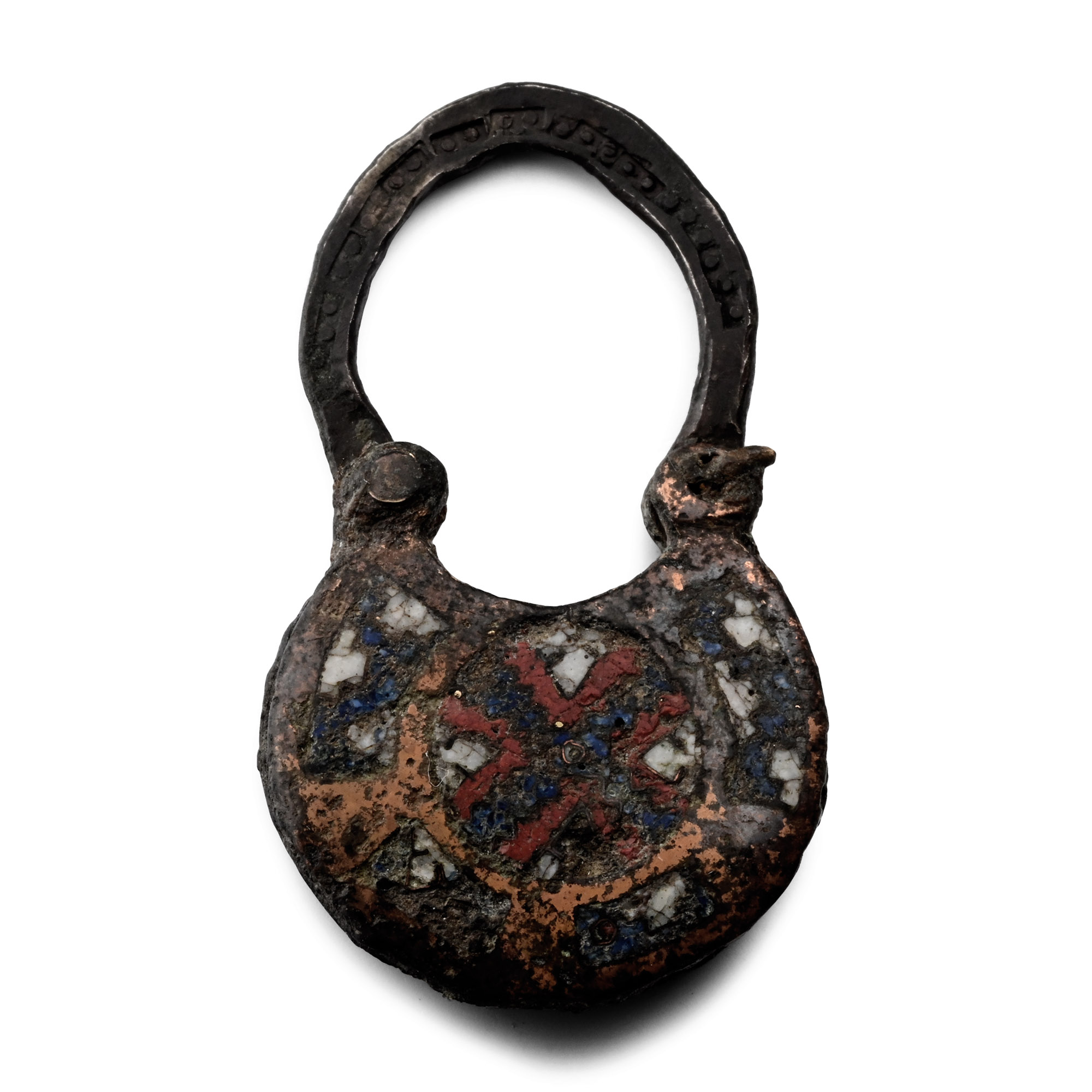 Byzantine Enamelled Bronze Bifacial Temple Ring