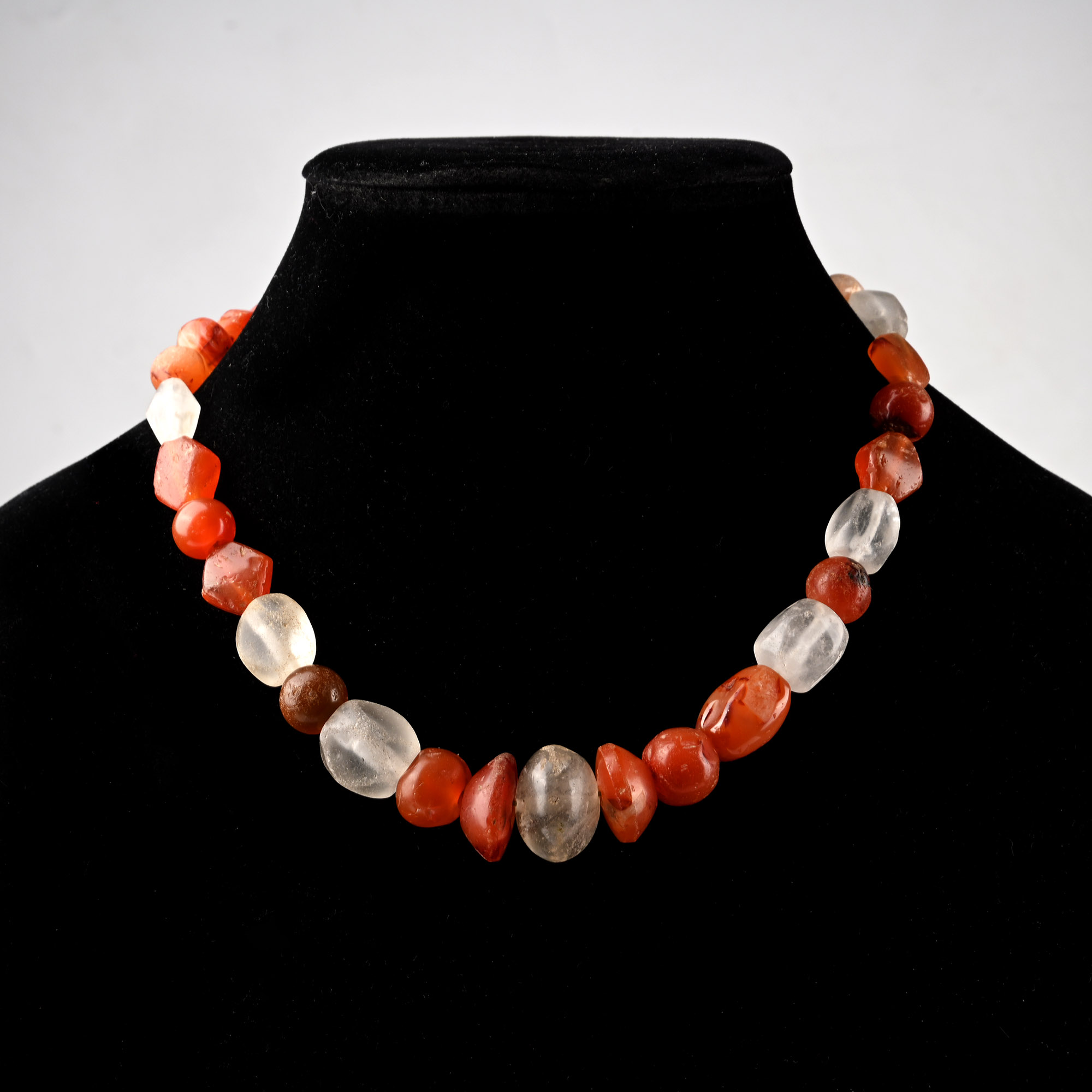 Roman Rock Crystal and Carnelian Bead Necklace String