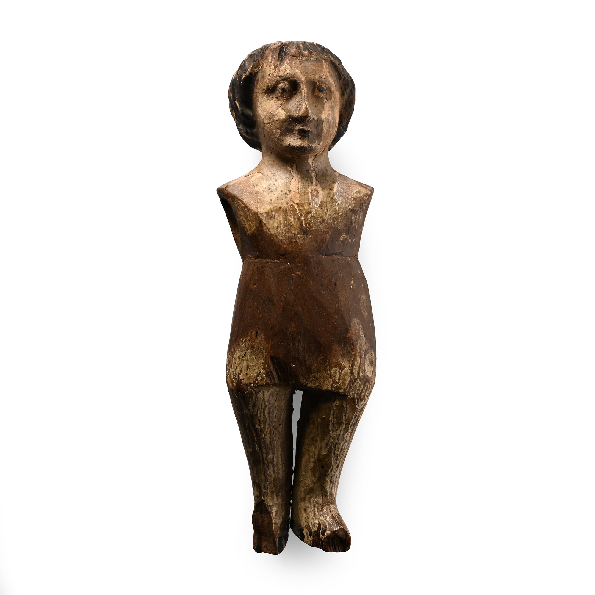 Medieval Painted Wooden Figure