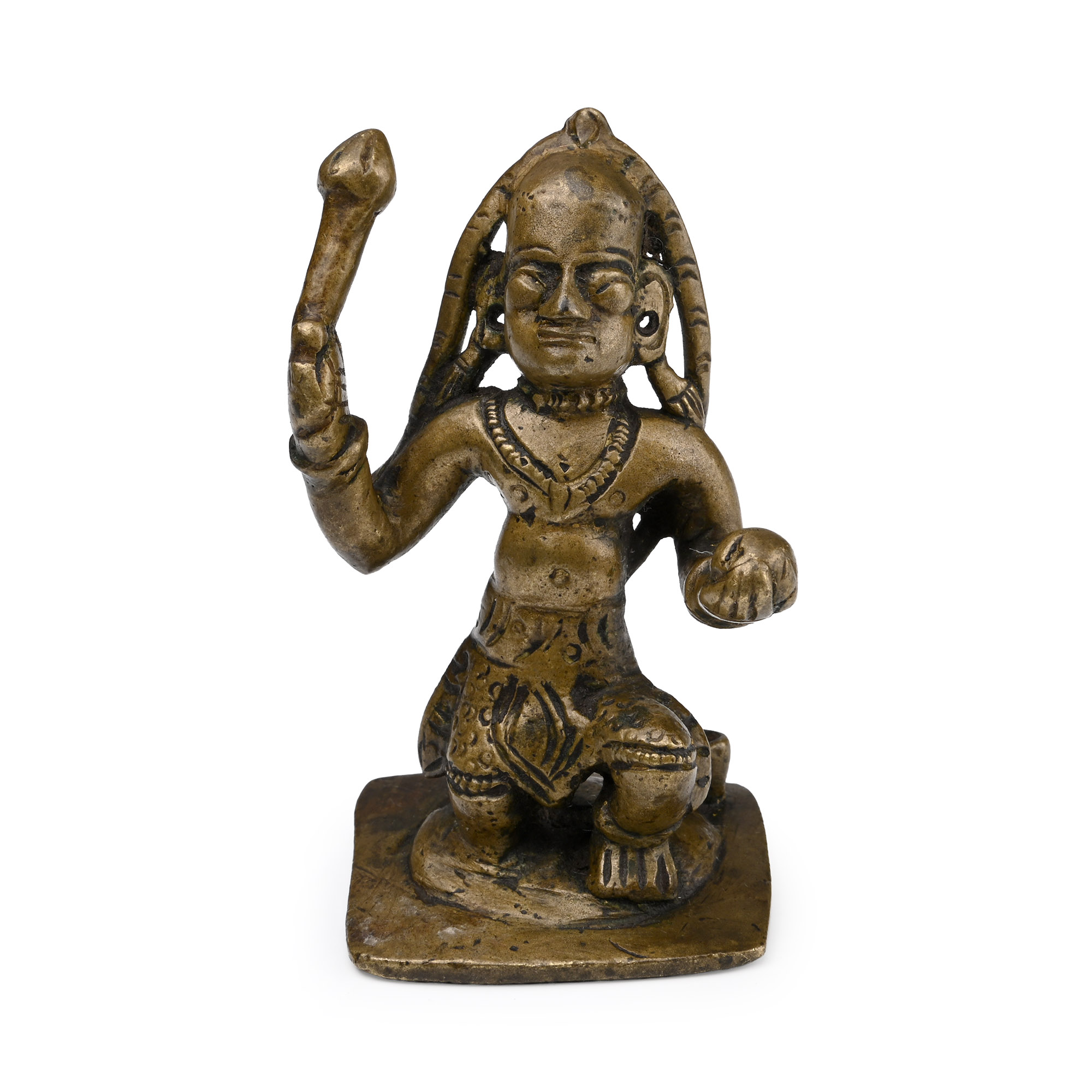 Copper-alloy God Hanuman Holding a Club