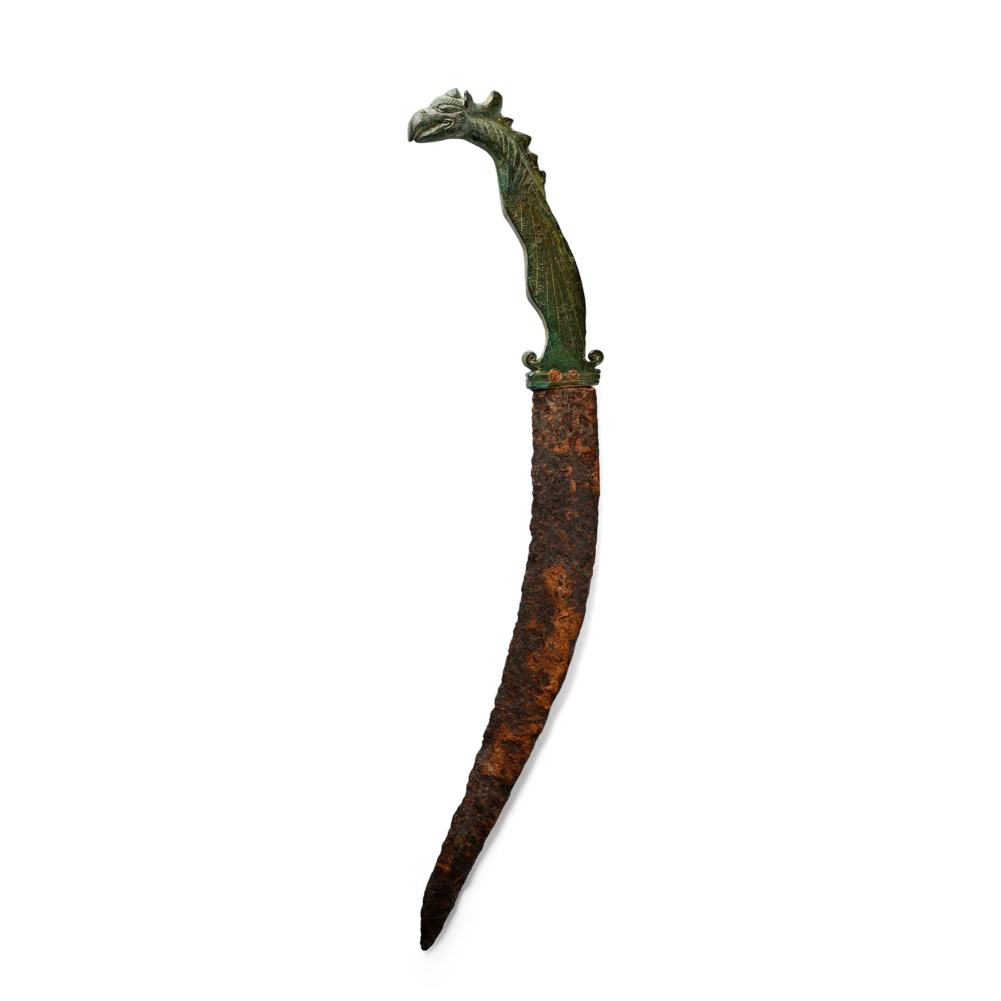 Roman Iron Sickle-Dagger with Bronze Handle
