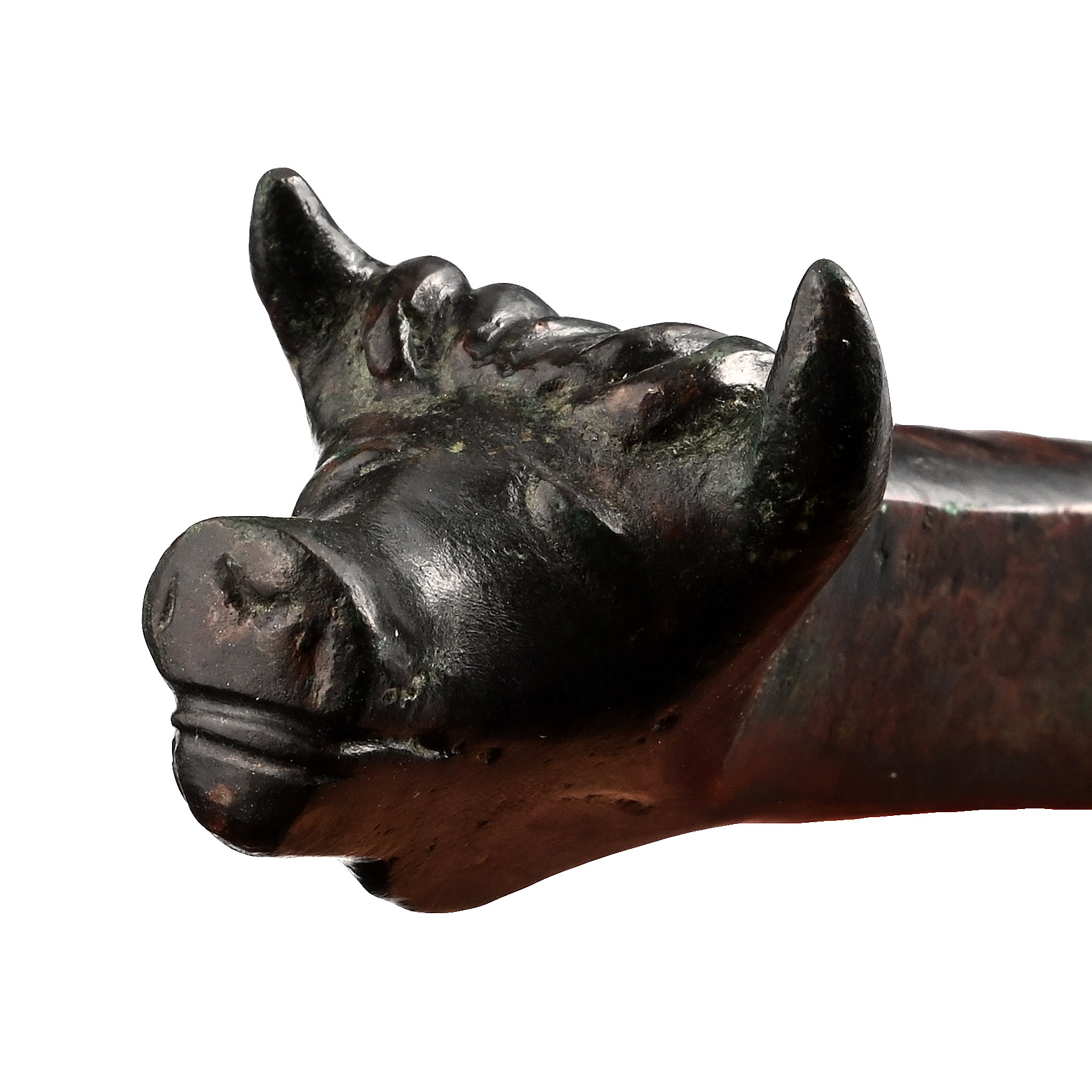 Roman Sacrificial Iron Dagger with Bronze Bull-Headed Hilt