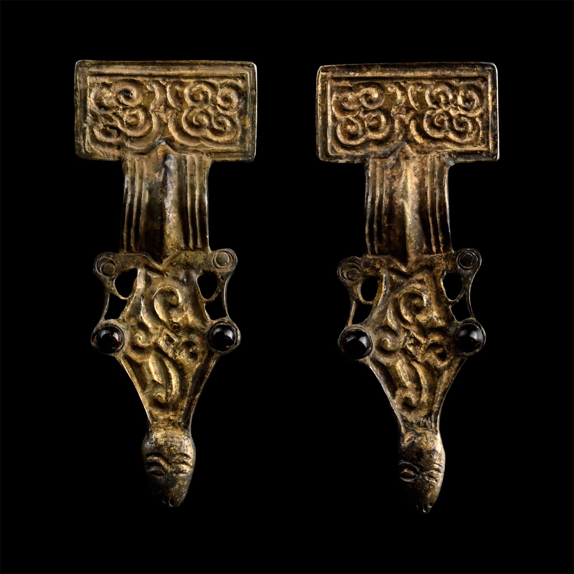 Merovingian Silver-Gilt Brooch Pair