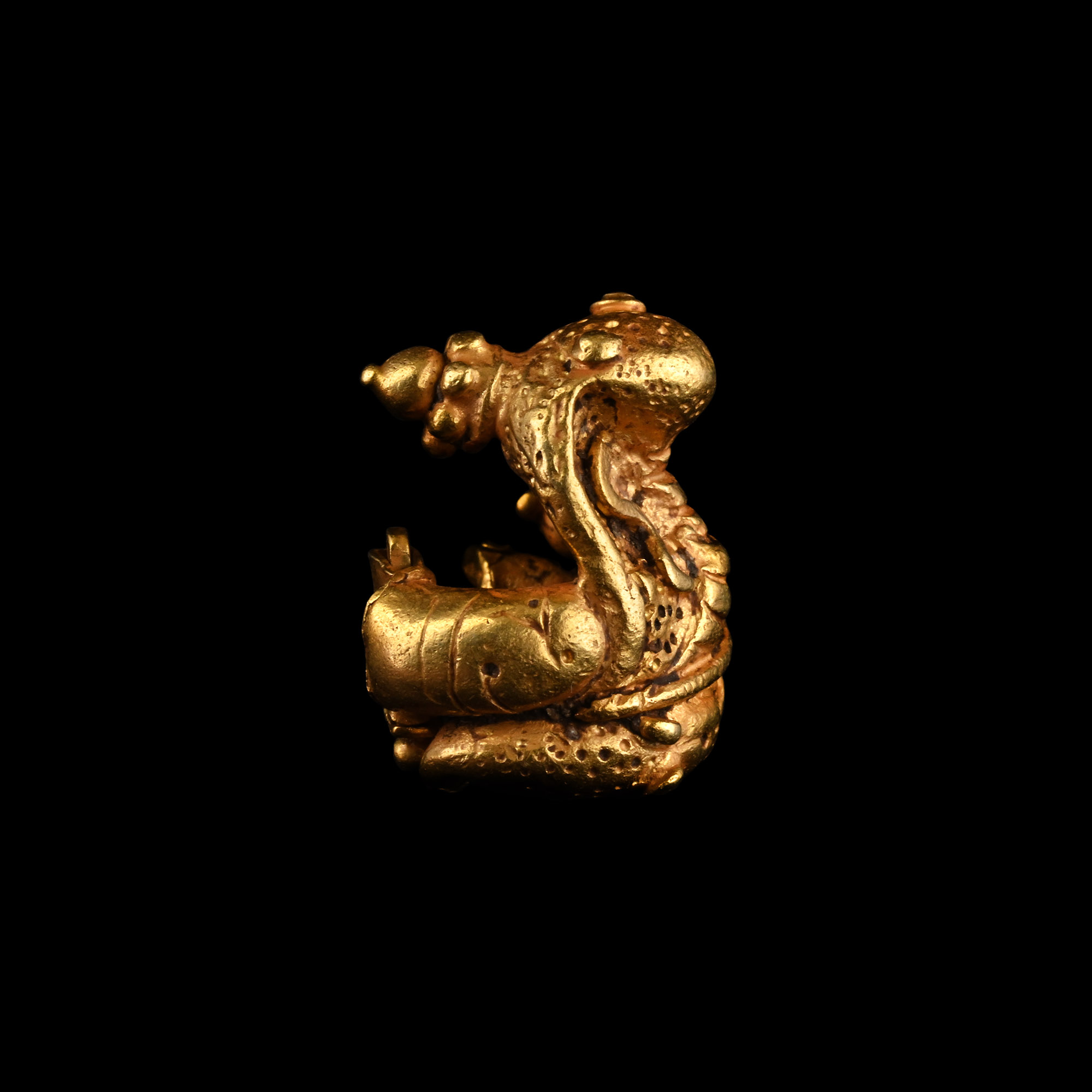 Late Gupta Gold Hair Ring with Serpent
