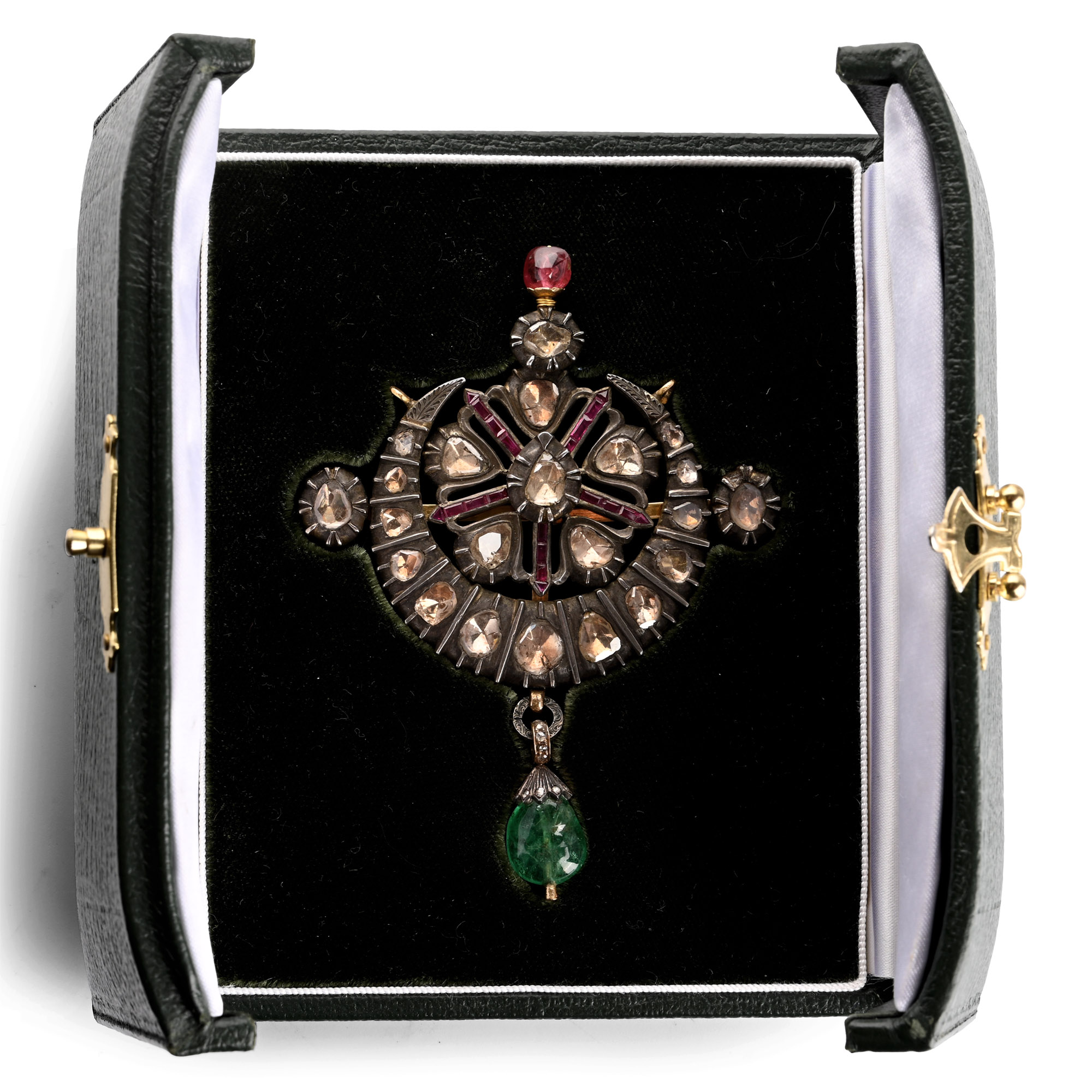 Bejewelled Naya Chand - Niyam Composite Pendant with Diamonds in Pachikam Setting