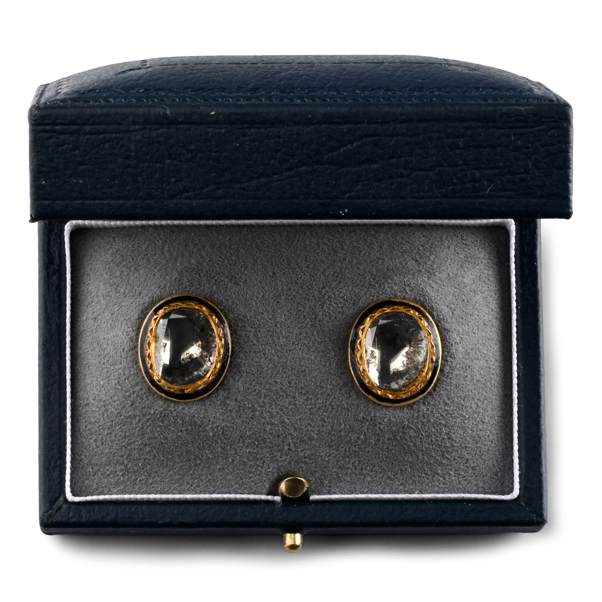 Large Indian Diamond Earrings with Enamel