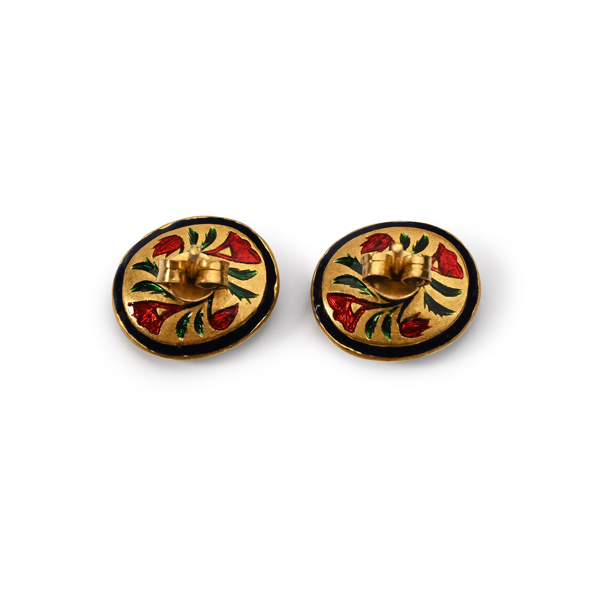Large Indian Diamond Earrings with Enamel
