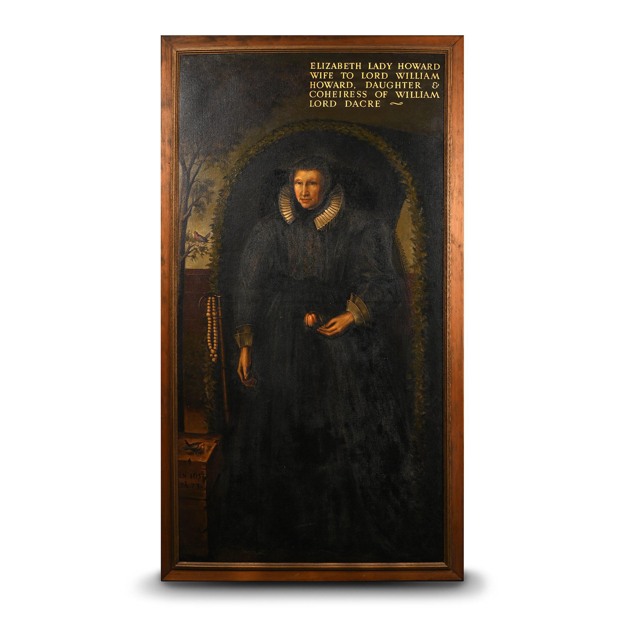 Very Large Oil Painting from Corby Castle of Elizabeth Lady Howard Wife to Lord William Howard, Daughter and Coheiress of William Lord Dacre