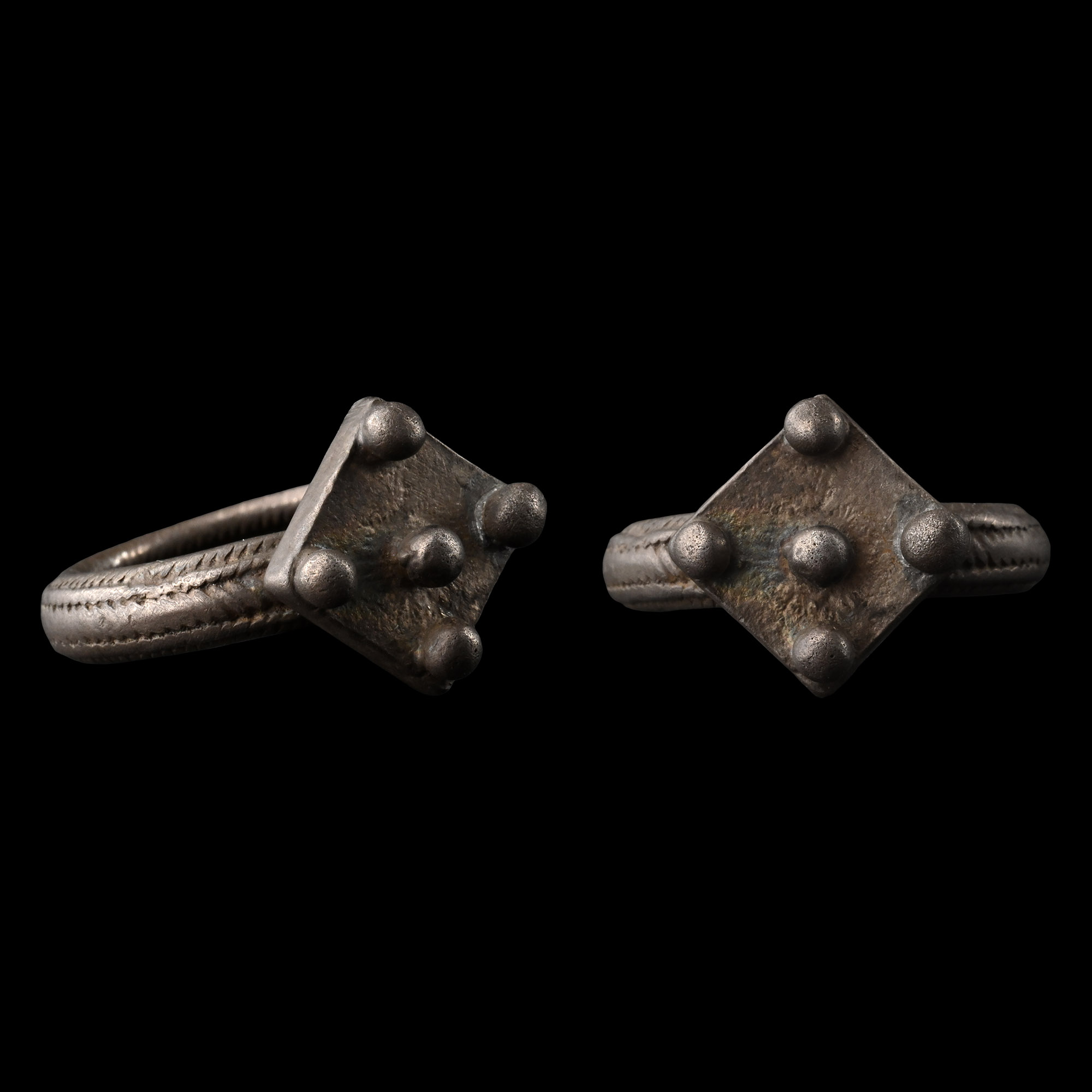 Roman Heavy Silver Ring with Square Plaque