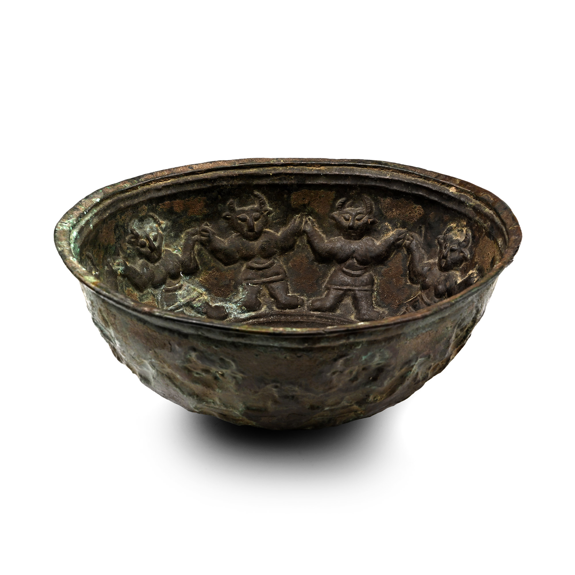 Western Asiatic Bronze Bowl with Dancing Figures