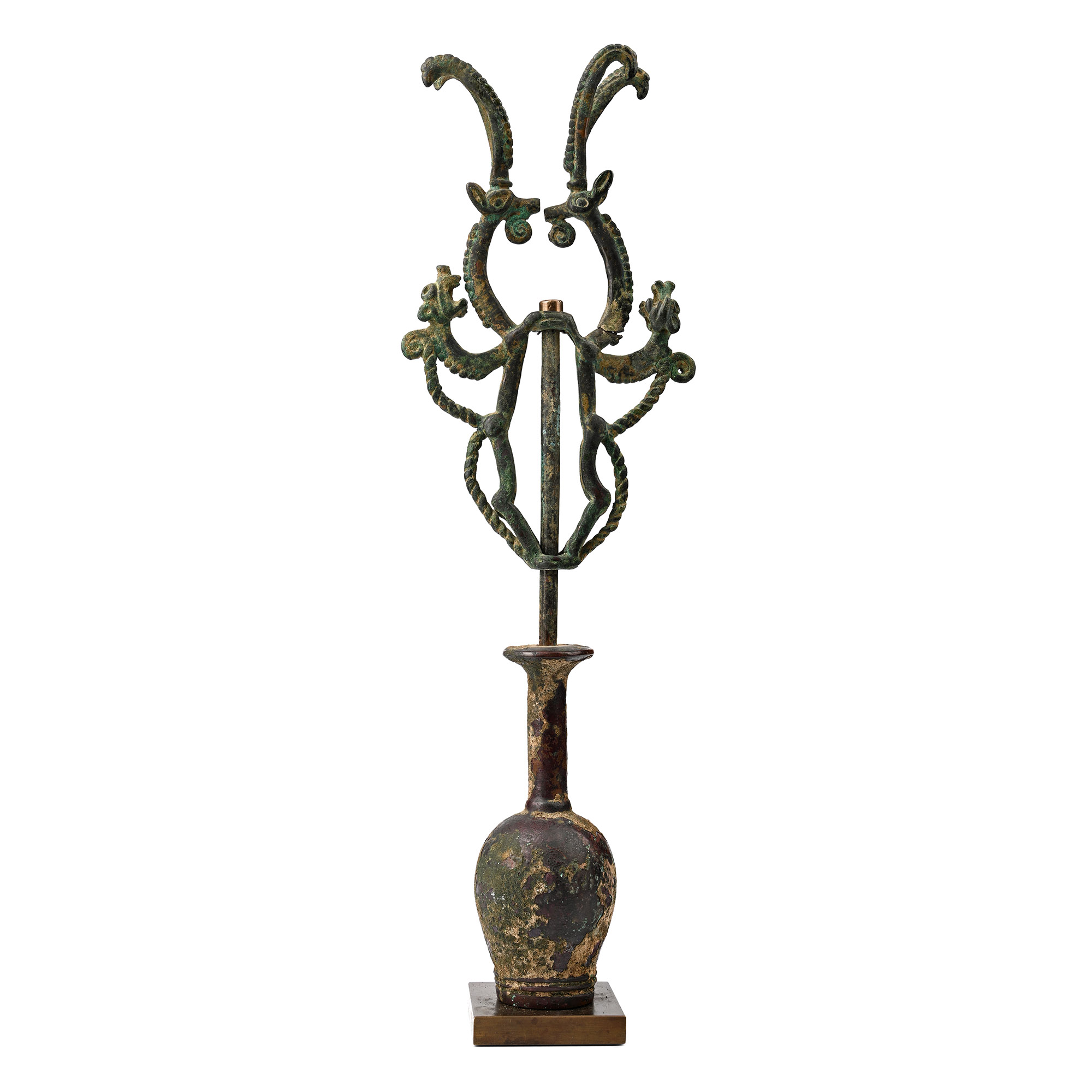 Western Asiatic Bronze Finial with Animals