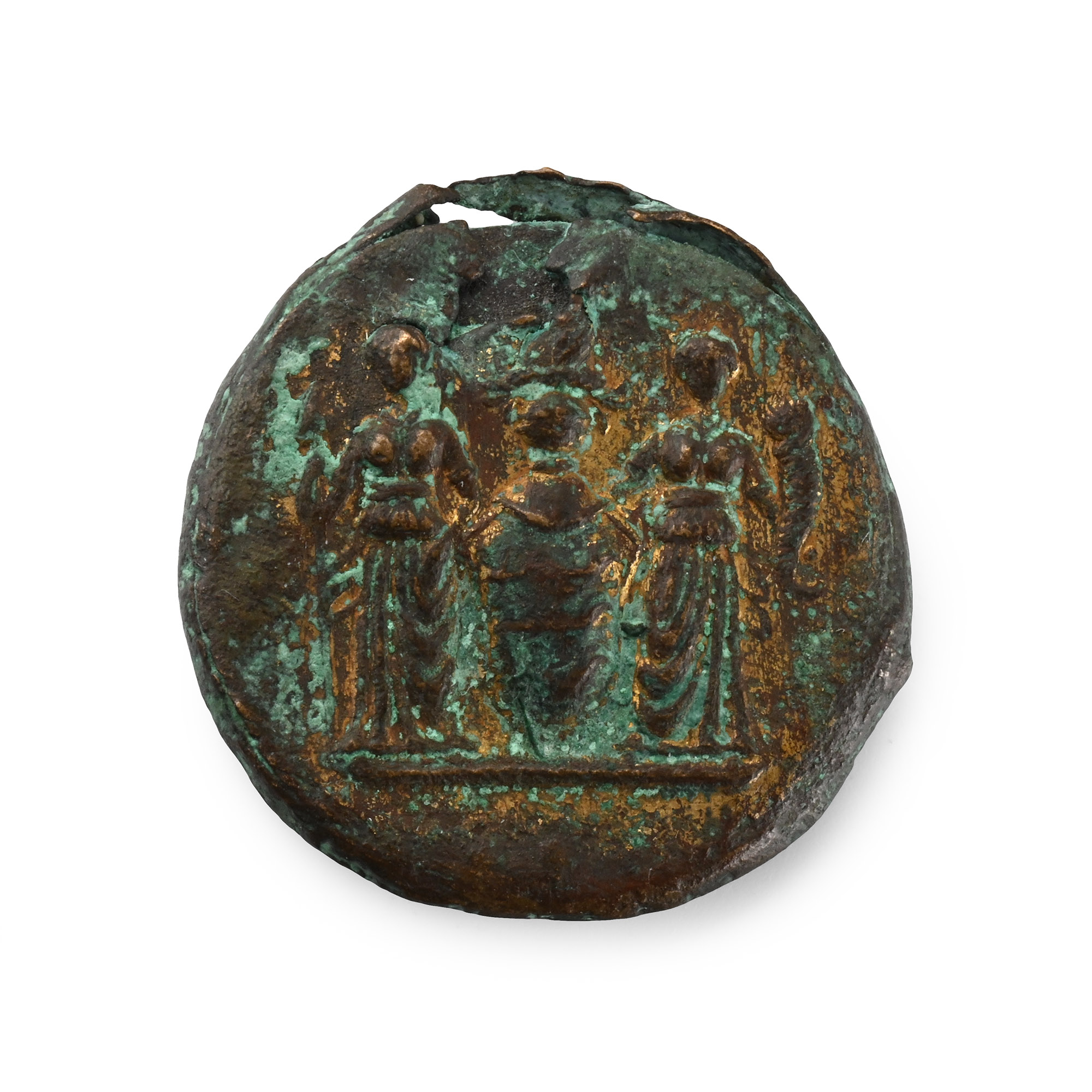 Roman Gilt Bronze Medallion with Mythological Scene
