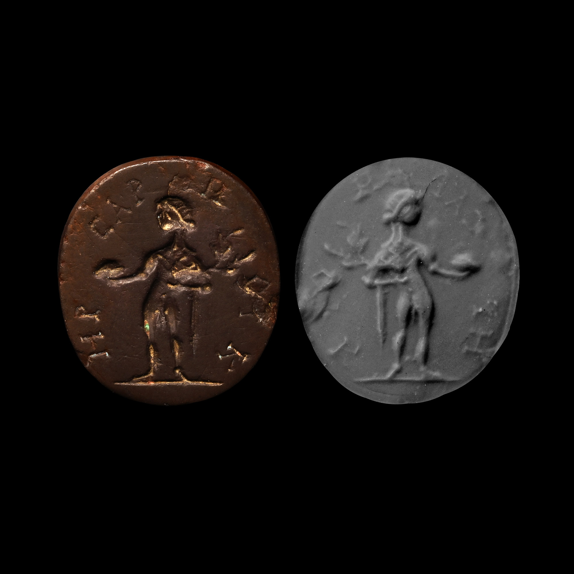 Late Roman Gnostic Hematite Gemstone with Standing Figure