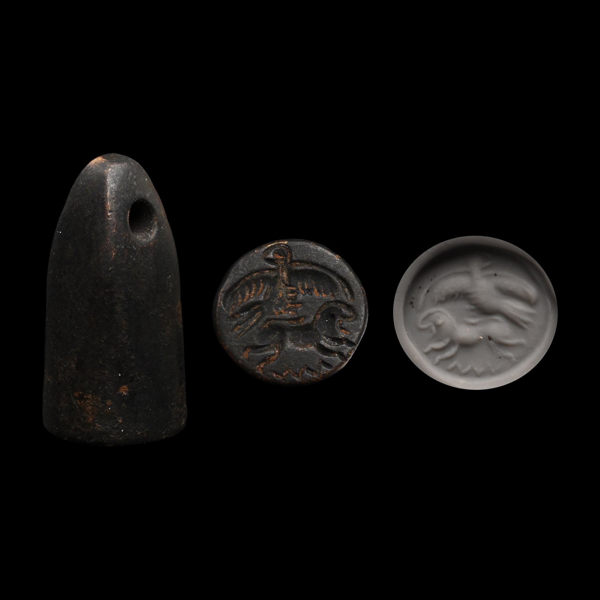 Urartu Hematite Stamp Seal with Eagle and Lion