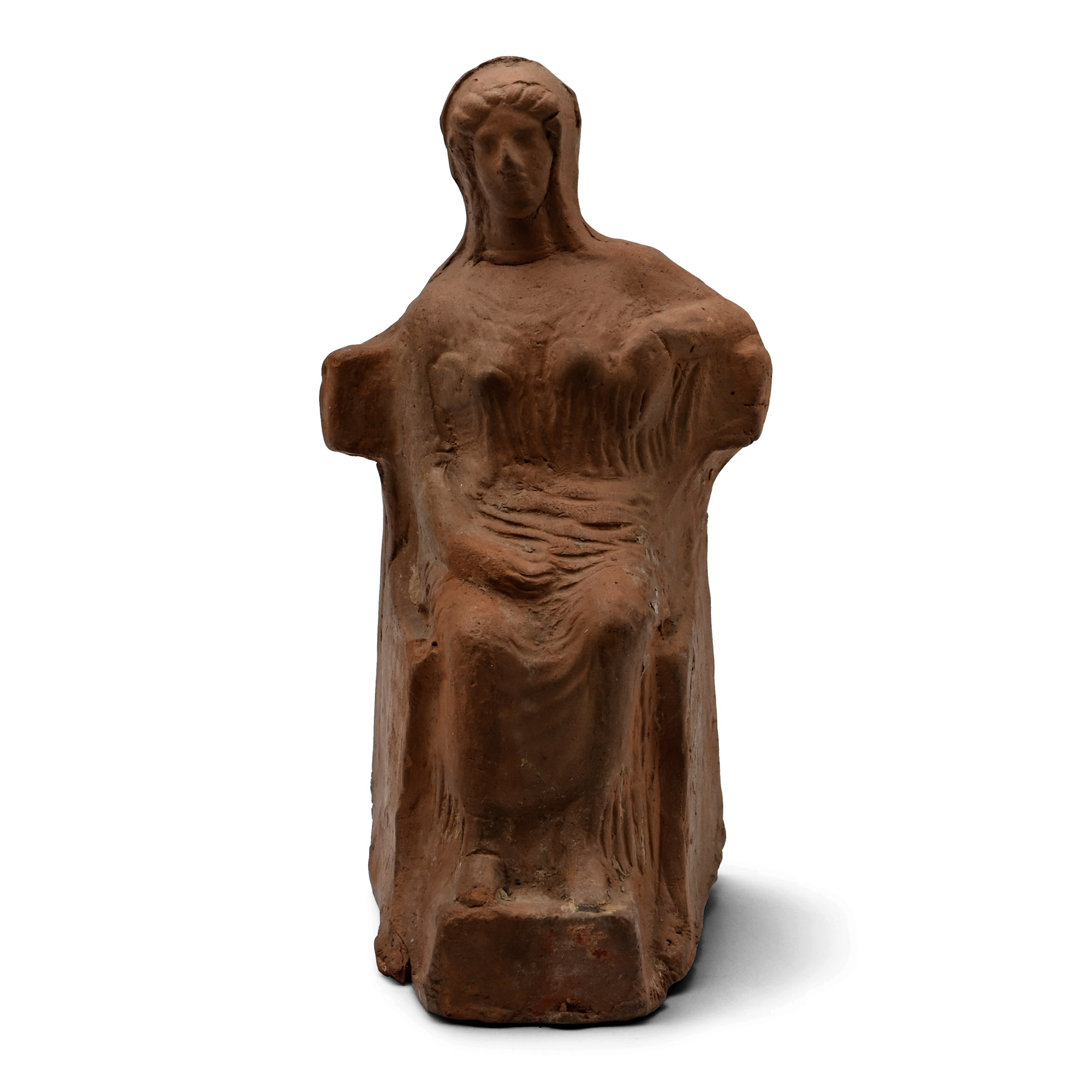 Greek Terracotta Figure of a Seated Goddess