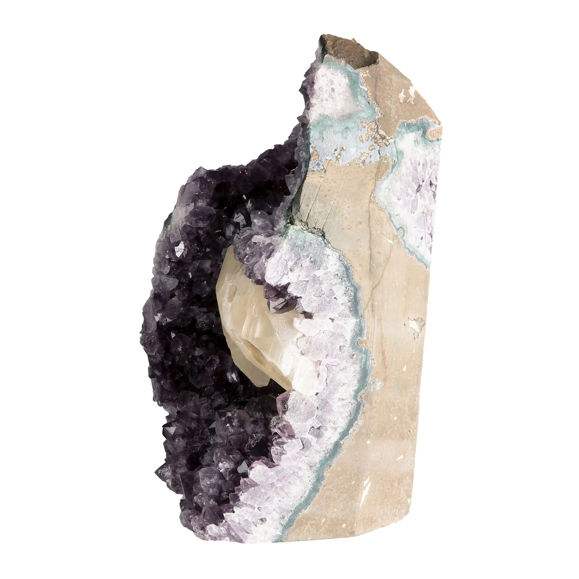 Large Amethyst Geode with Calcite Formation