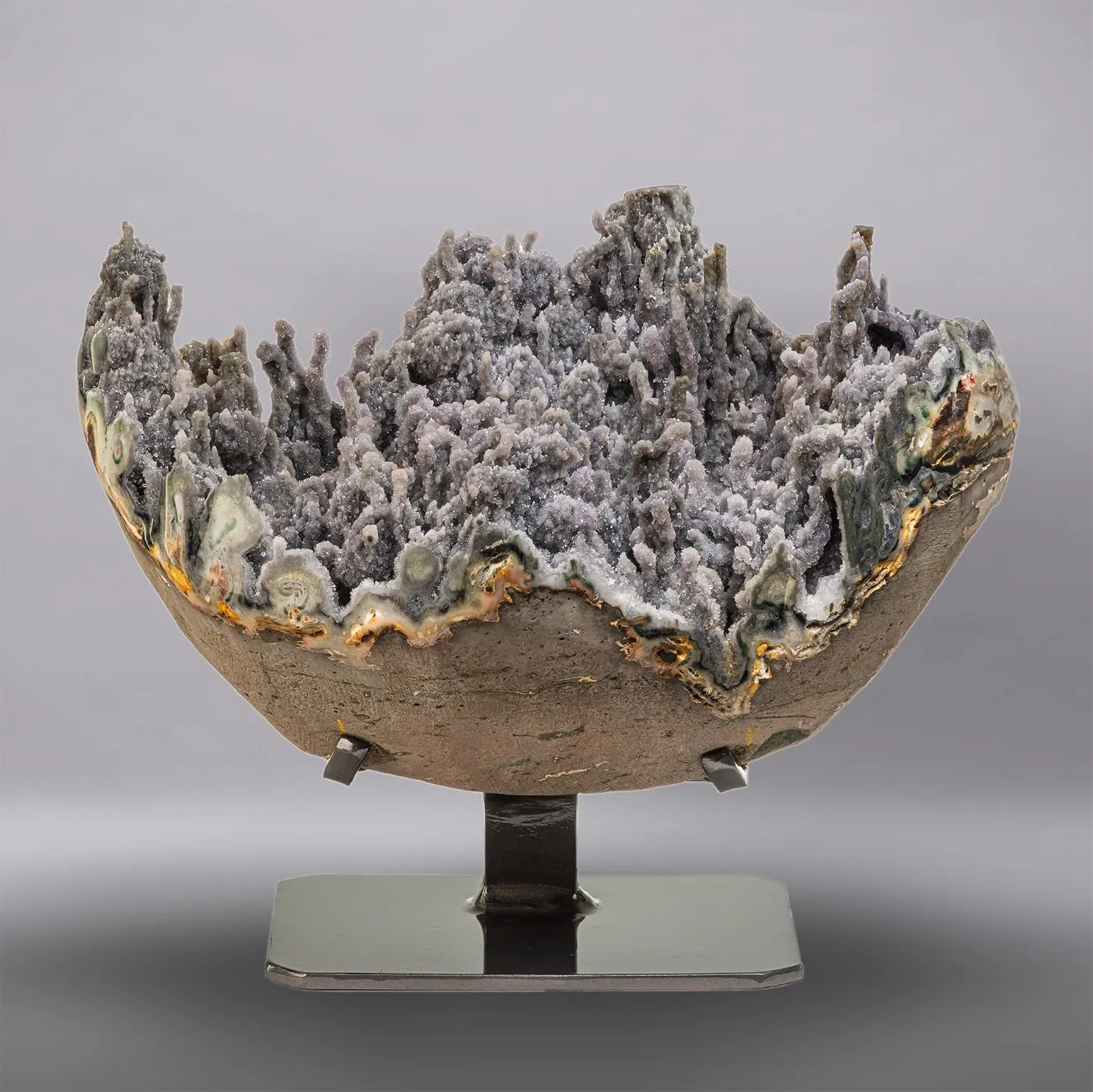 Round Amethyst Crystal Geode with Polished Borders