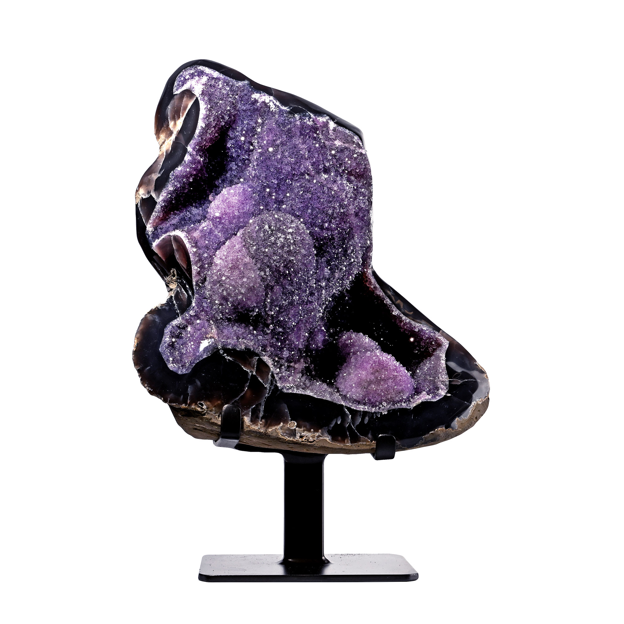 Amethyst Crystal Geode Formation with Agatised Borders