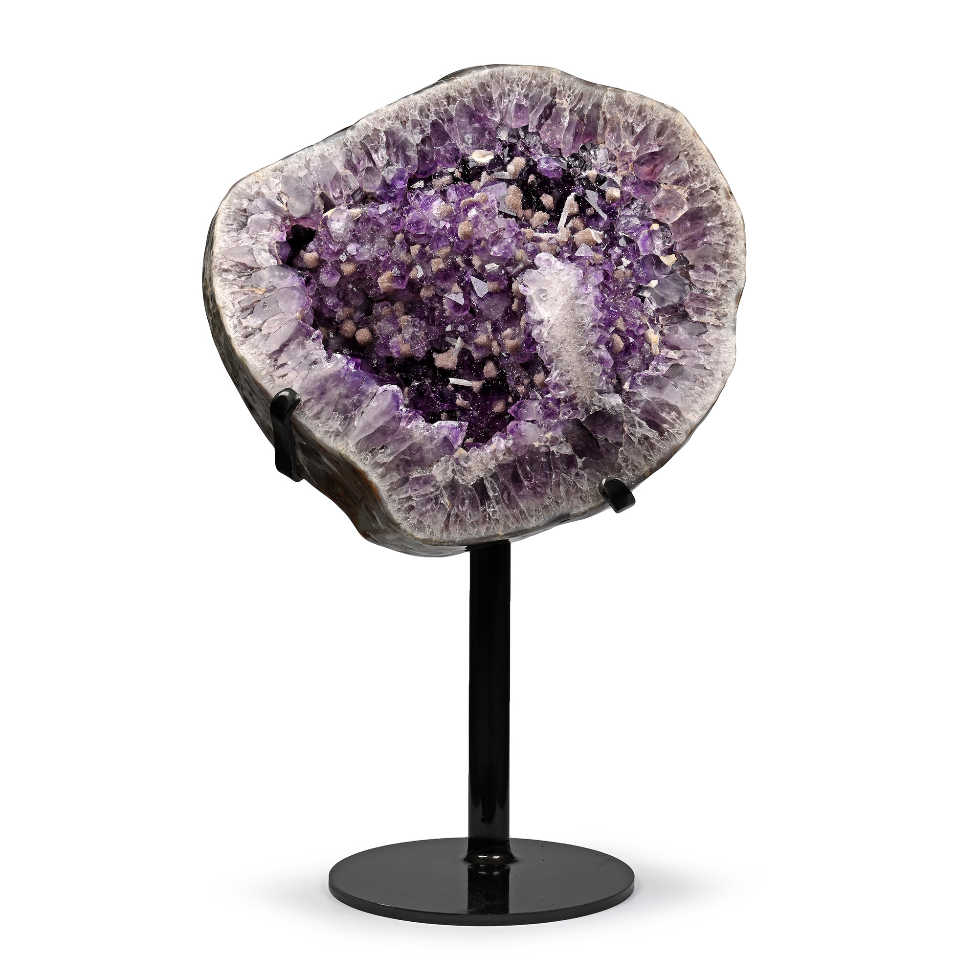 Deep Purple Amethyst Crystals with Calcite 'Snowballs'
