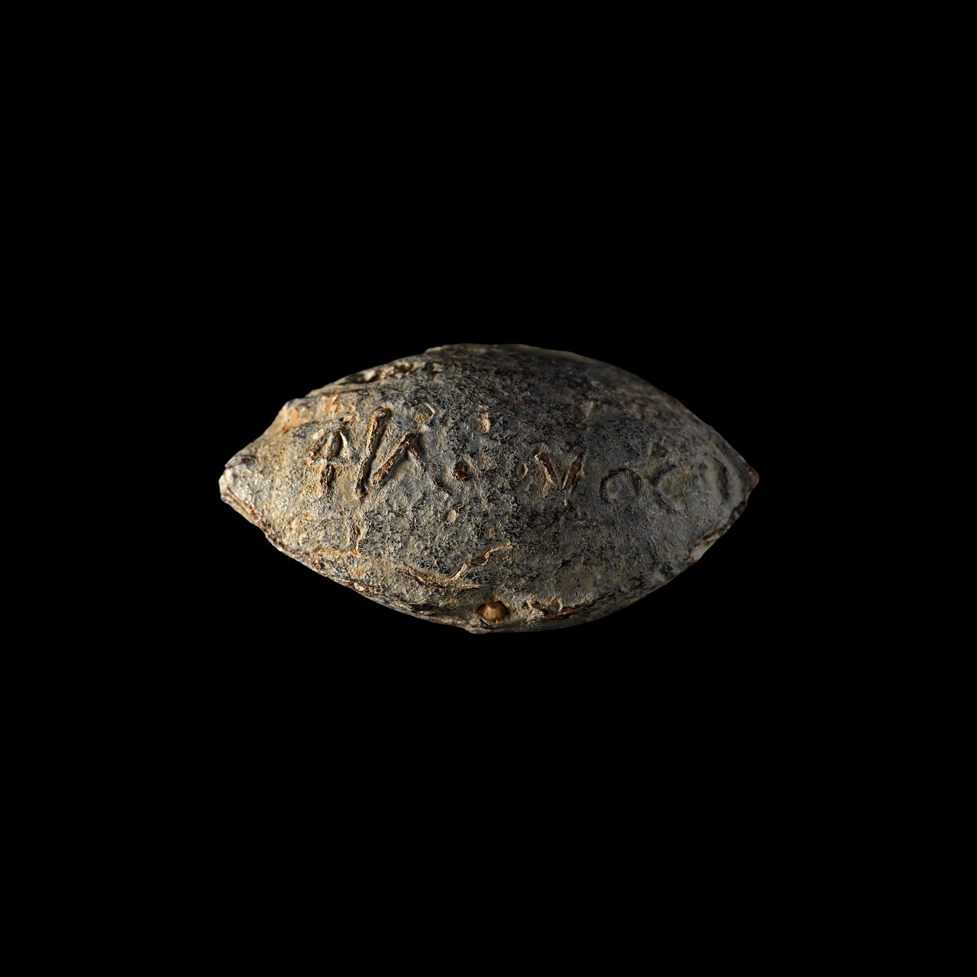 Greek Inscribed Lead Slingshot