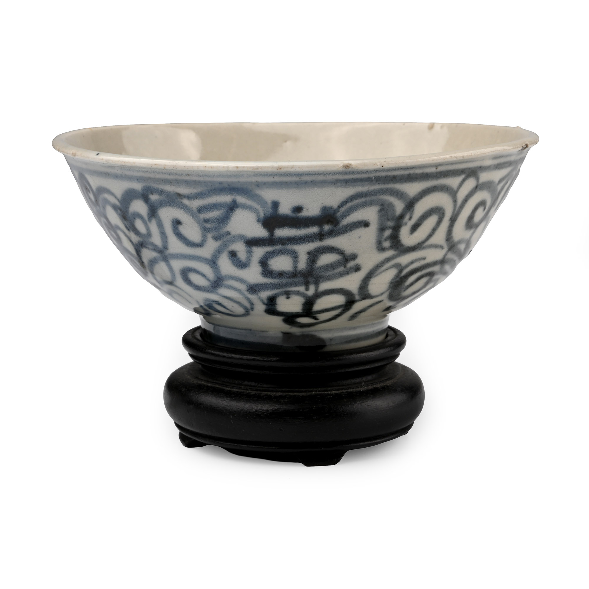 Chinese Blue and White Glazed Bowl with Stand